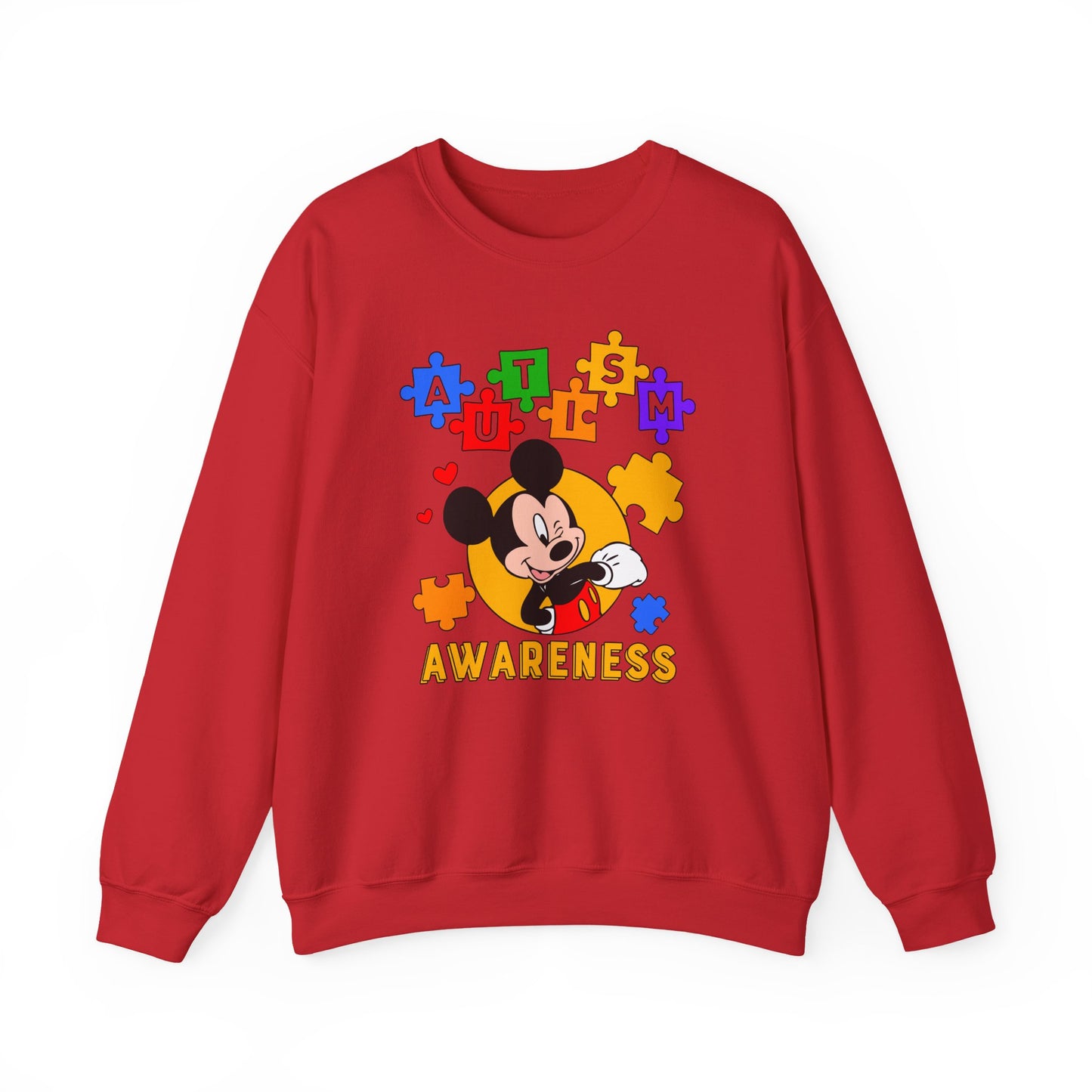 Autism Awareness Crewneck Sweatshirt — Puzzle Heart Character Design