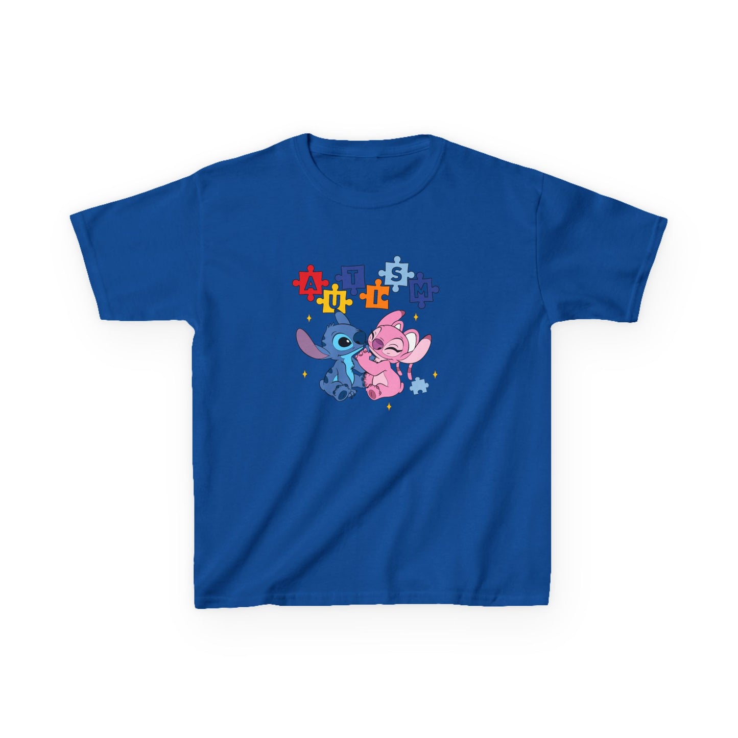 Kids Tee — Cute Stitch & Angel Heart Puzzle Design