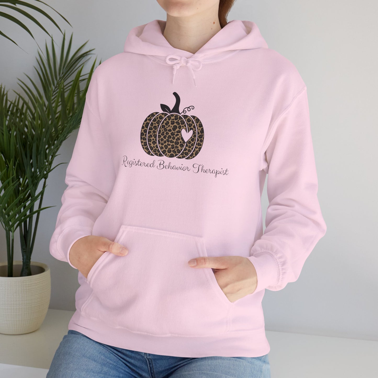 Registered Behavior Therapist Leopard Pumpkin Hoodie — Neutral Autumn Farmhouse Sweatshirt