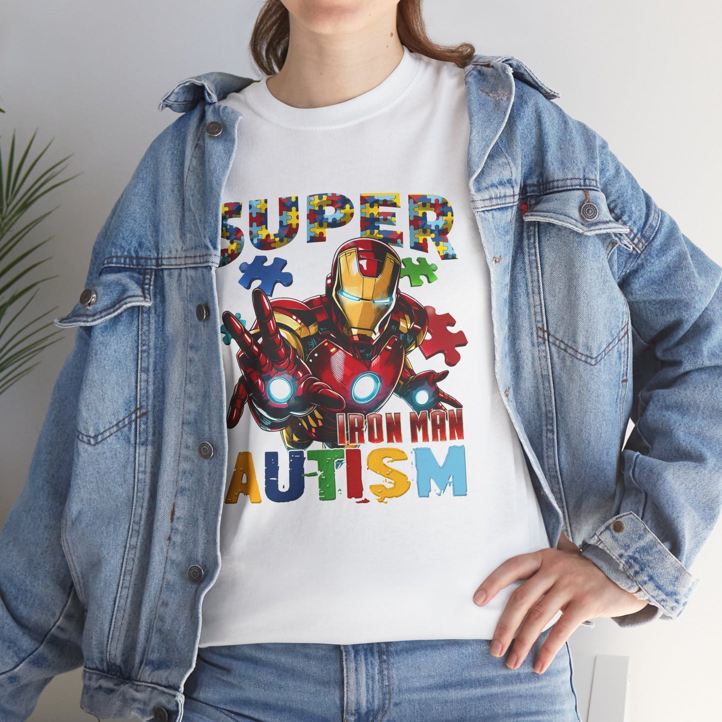 Autism Awareness Iron Man Tee — “Super Autism” Puzzle Piece Superhero Shirt