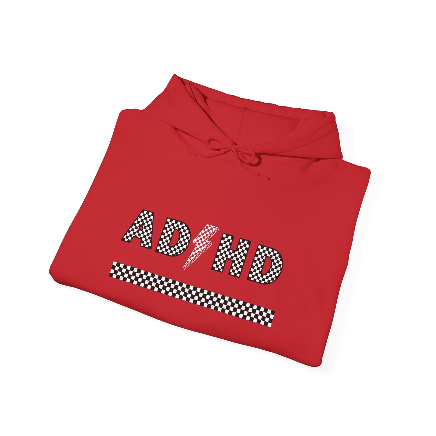 ADHD Lightening Bolt Checkered Hooded Sweatshirt