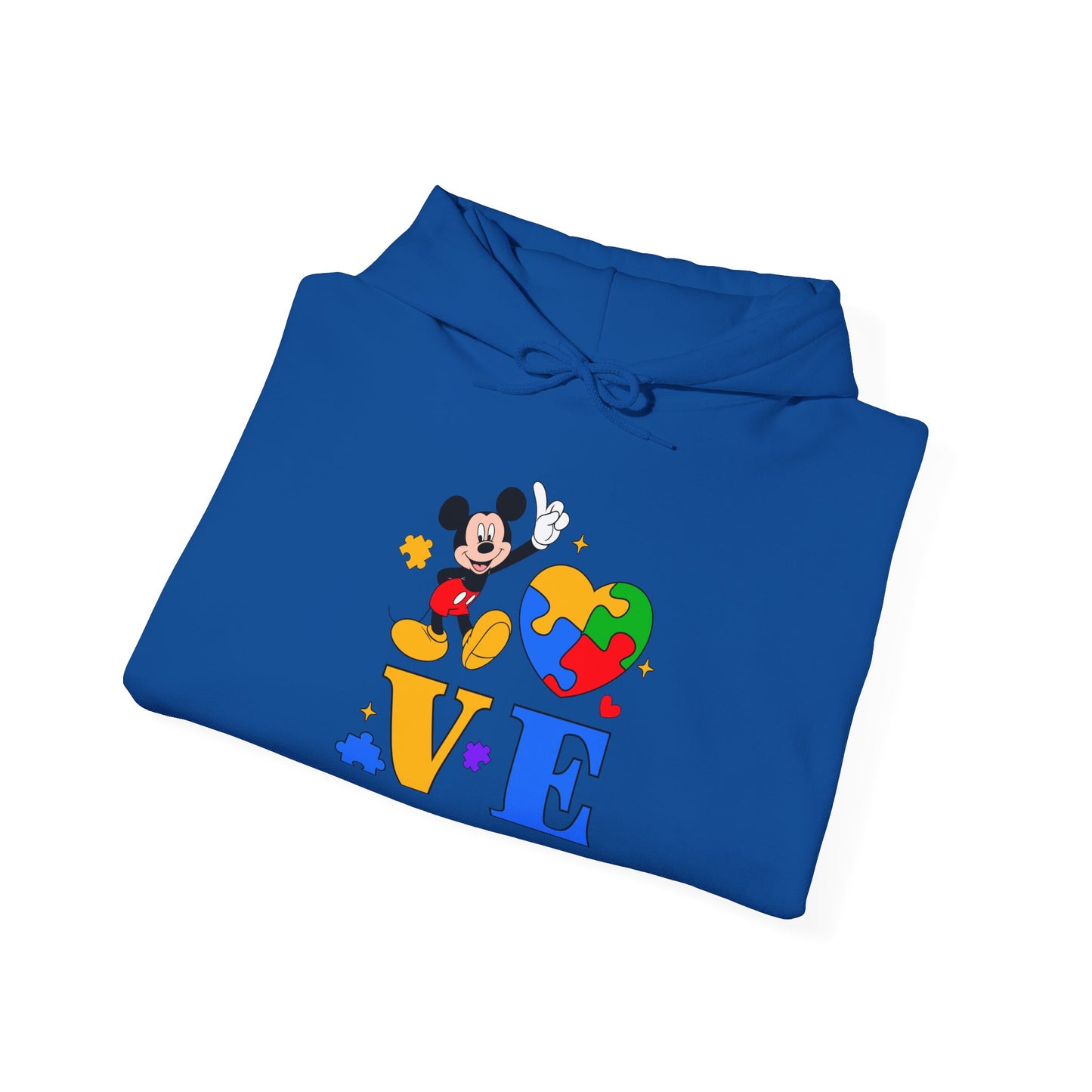Love Autism Puzzle Heart Hoodie — Mickey Mouse Autism Awareness Sweatshirt