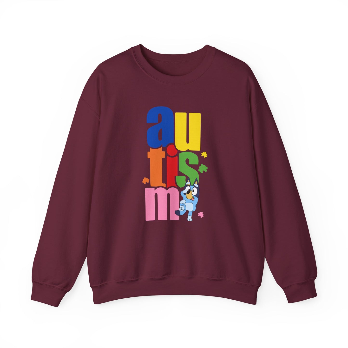 Autism Awareness Crewneck Sweatshirt — Colorful "autism" Design