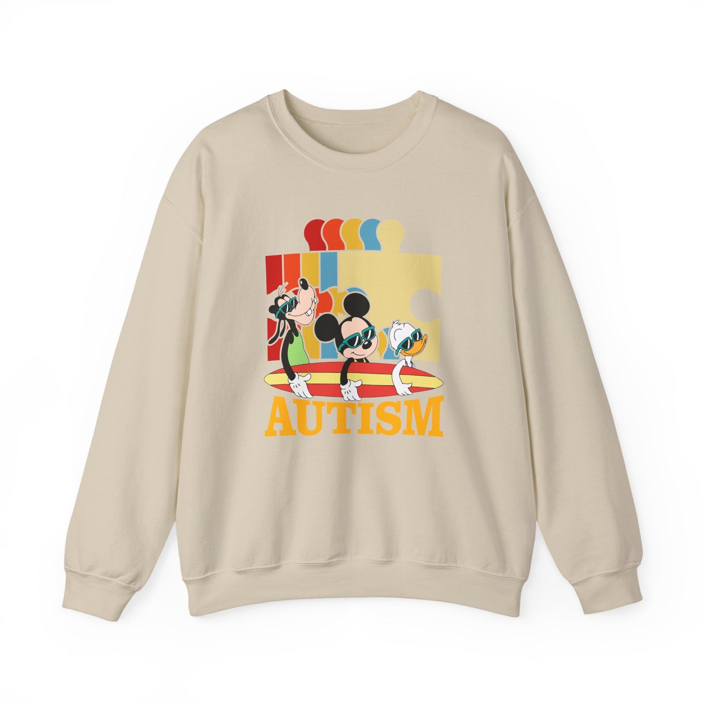 Autism Awareness Crewneck Sweatshirt – Colorful Puzzle Design