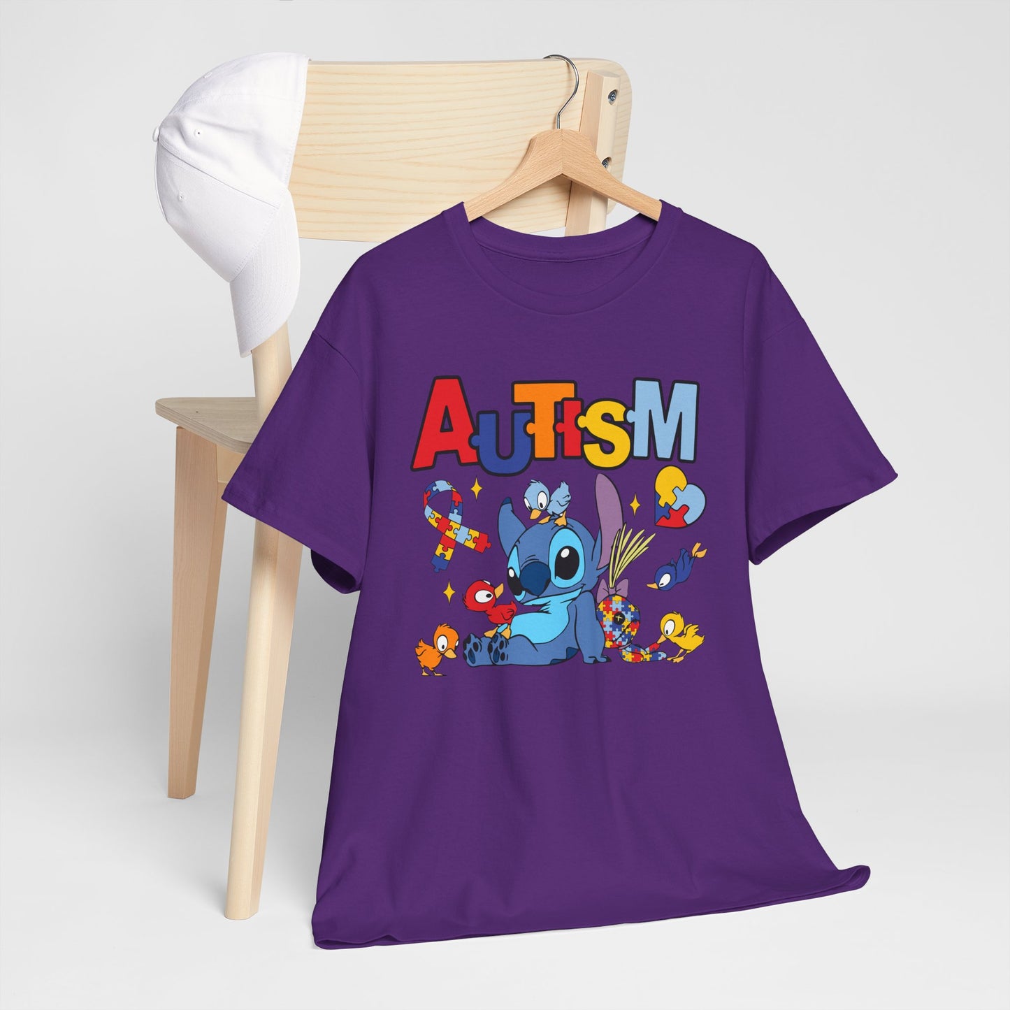 Autism Awareness T-Shirt — Cute Cartoon Character Puzzle-Heart Design