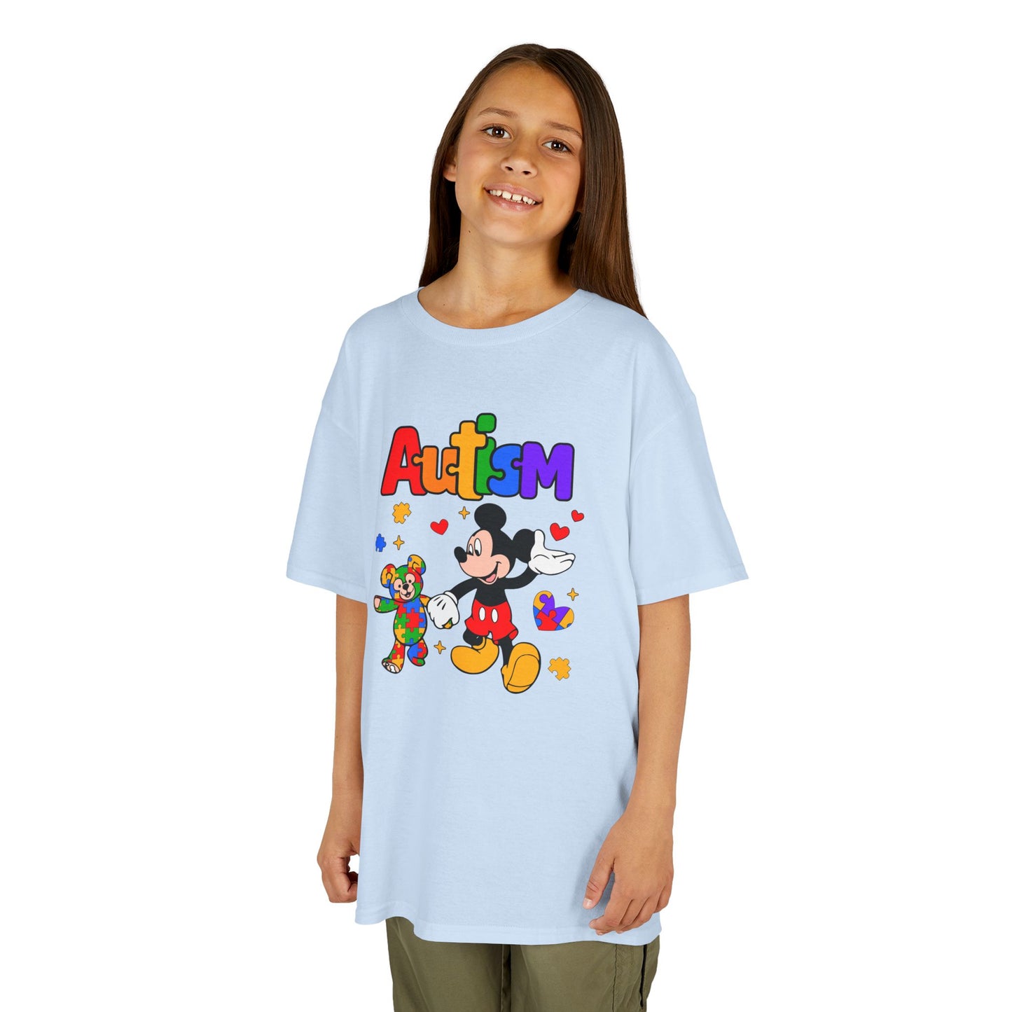 Kids Autism Awareness T‑Shirt — Colorful Puzzle & Friendly Character Design