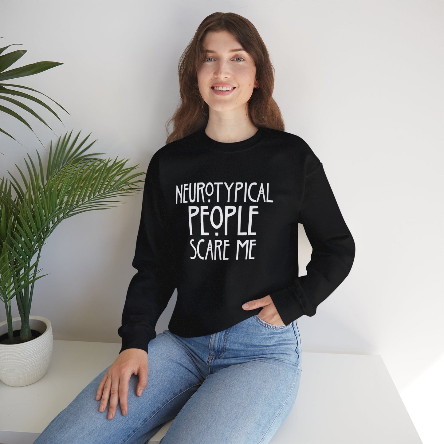 Sweatshirt — "Neurotypical People Scare Me" Cozy Crewneck for Autistic Pride & Introverts