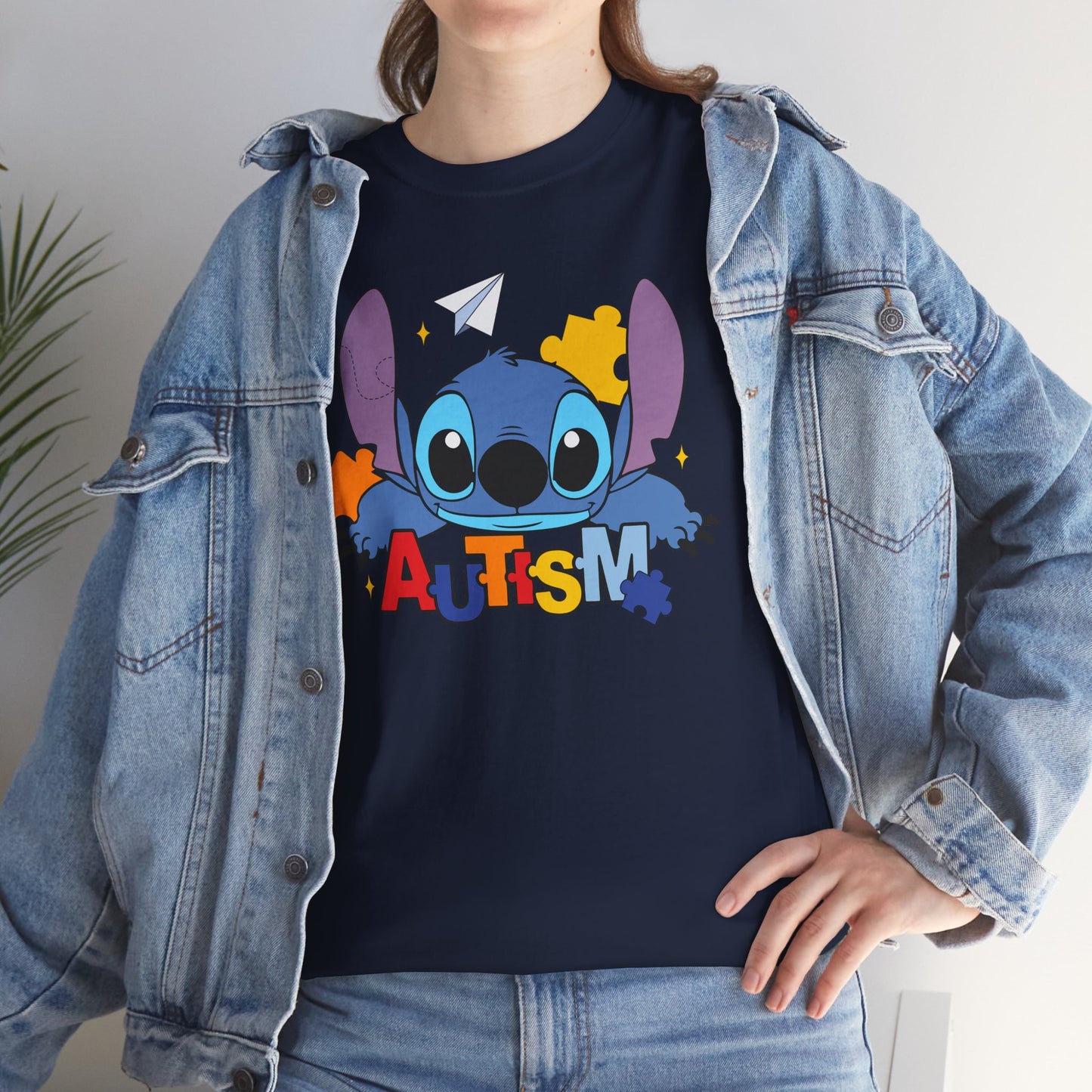 Autism Puzzle Heart T‑Shirt — Cute Blue Character Awareness Tee