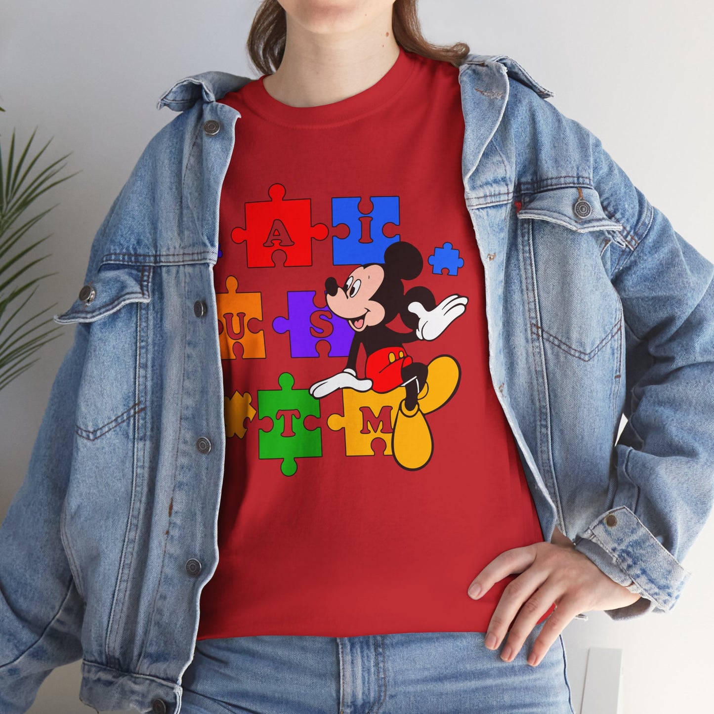 Autism Puzzle Mickey T-Shirt — Colorful Puzzle Pieces "AUTISM" Design