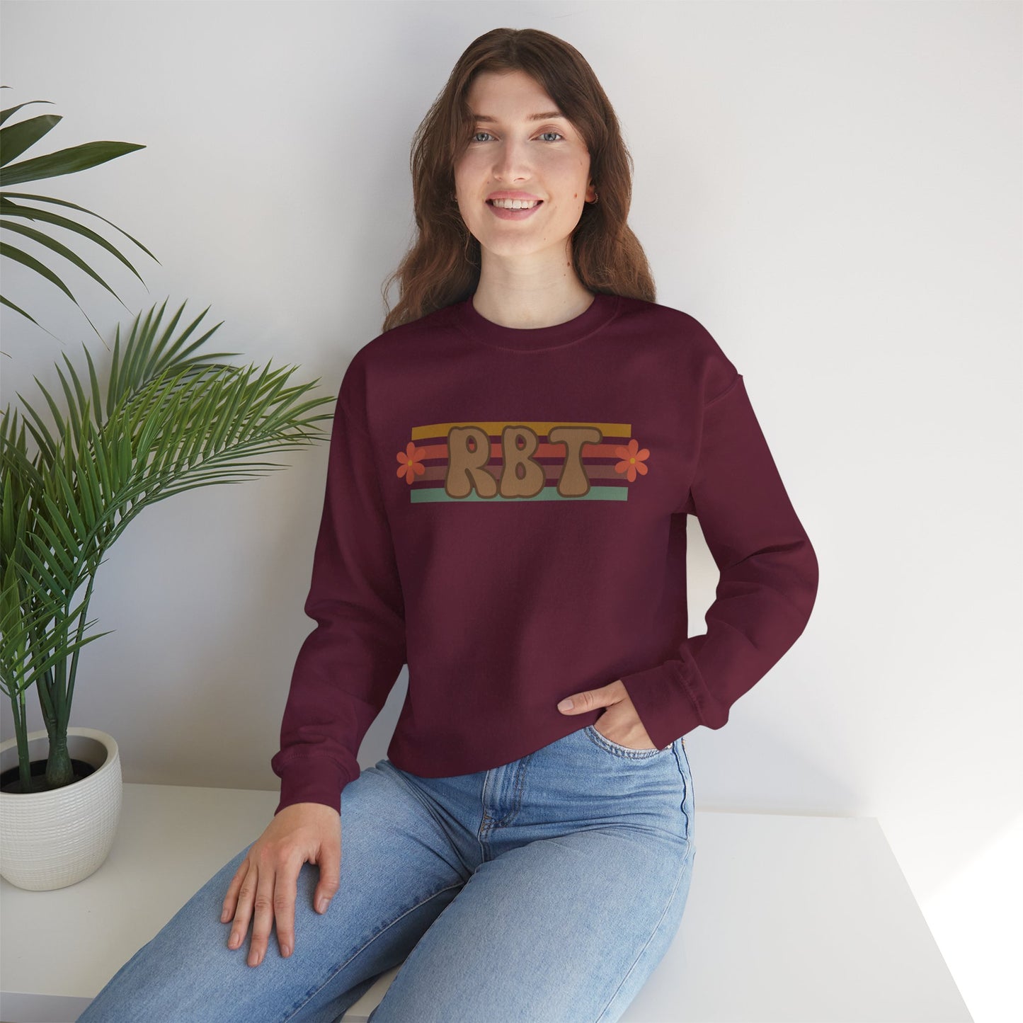 Retro RBT Floral Stripe Crewneck Sweatshirt