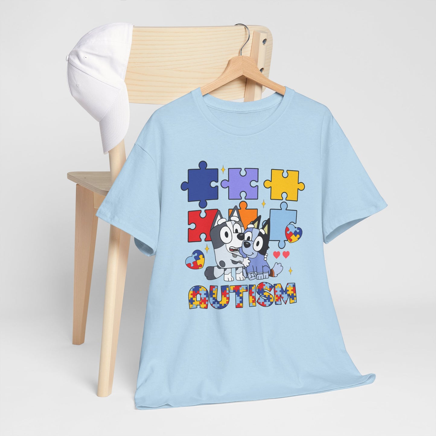 Autism Awareness Puzzle Tee — Cute Puppy Puzzle Piece Design