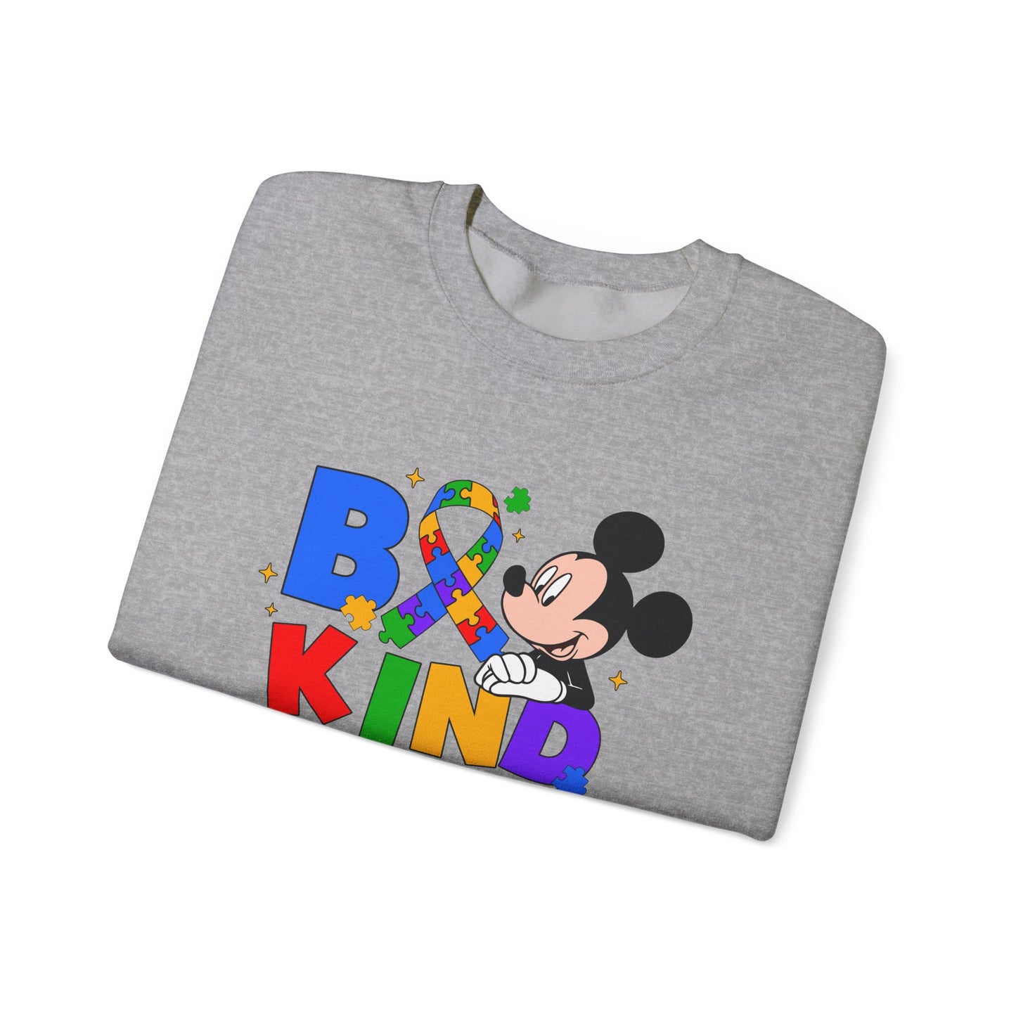Be Kind Crewneck Sweatshirt - Colorful Awareness Ribbon Design