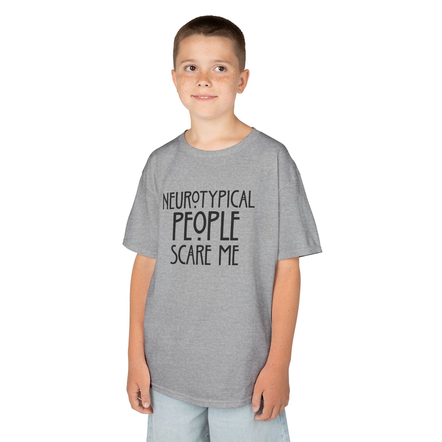 Kids Tee — "Neurotypical People Scare Me" Humor Autism Awareness Shirt