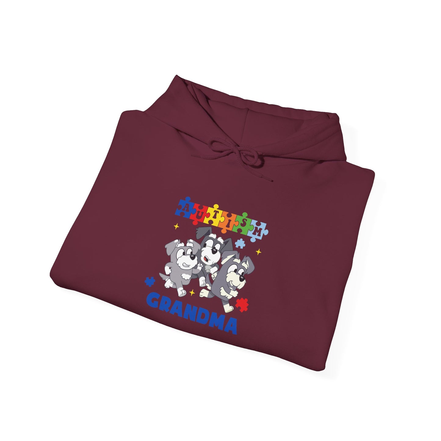 Grandma Puzzle Paw Print Hoodie — Cute Rescue Dog Grandma Gift