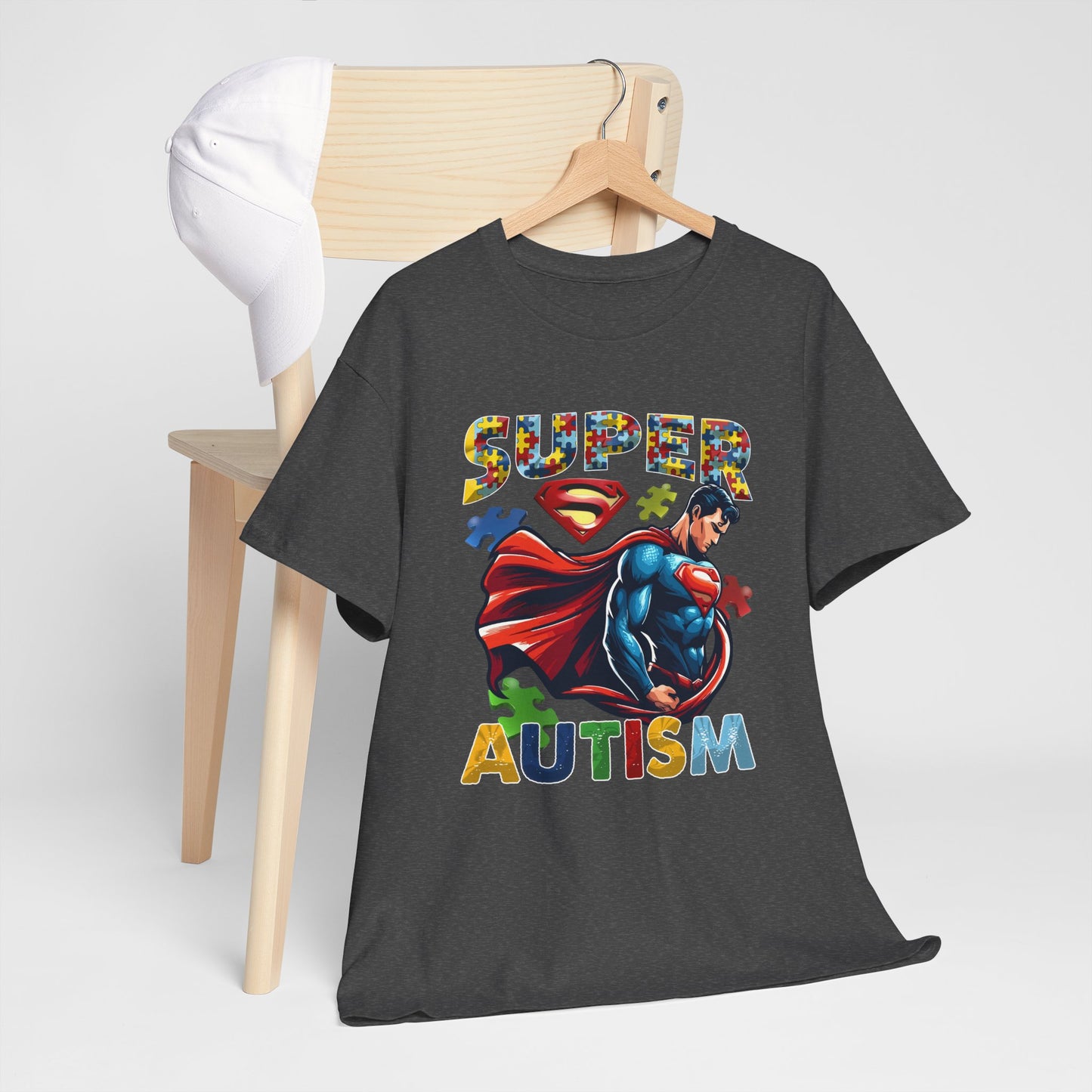 Autism Superhero T-Shirt — "Super Autism" Colorful Puzzle Design