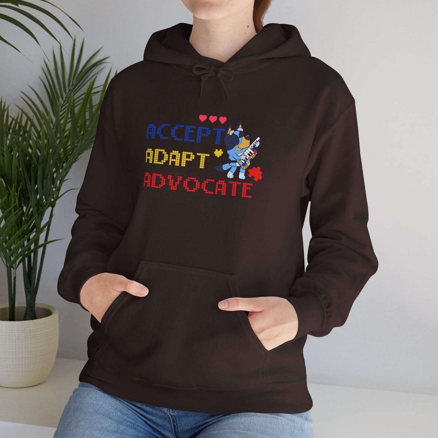 Adopt Advocate Hoodie — "Accept Adapt Advocate" Rescue Dog Paw Print Sweatshirt