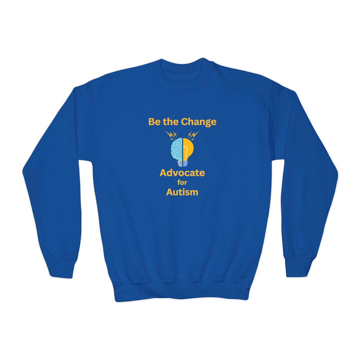 Advocate for Autism Youth Crewneck Sweatshirt — "Be the Change" Awareness Pullover