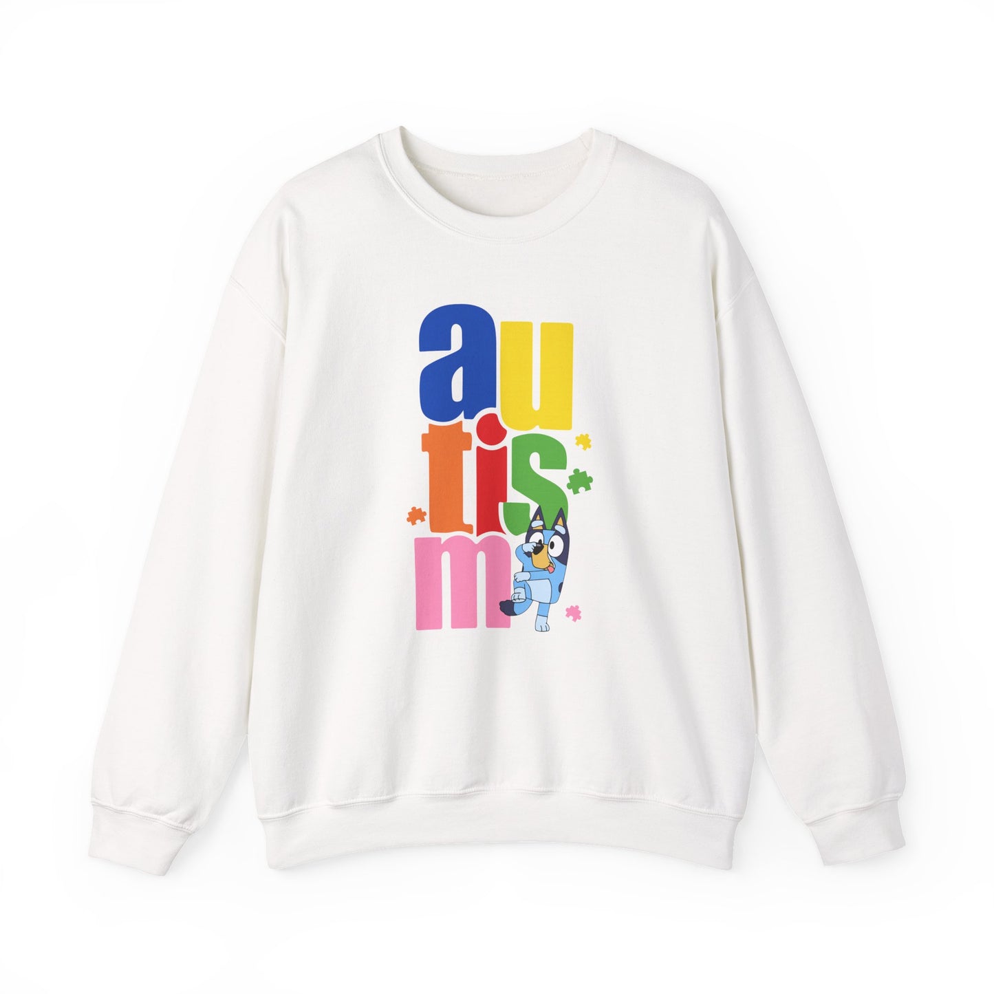 Autism Awareness Crewneck Sweatshirt — Colorful "autism" Design