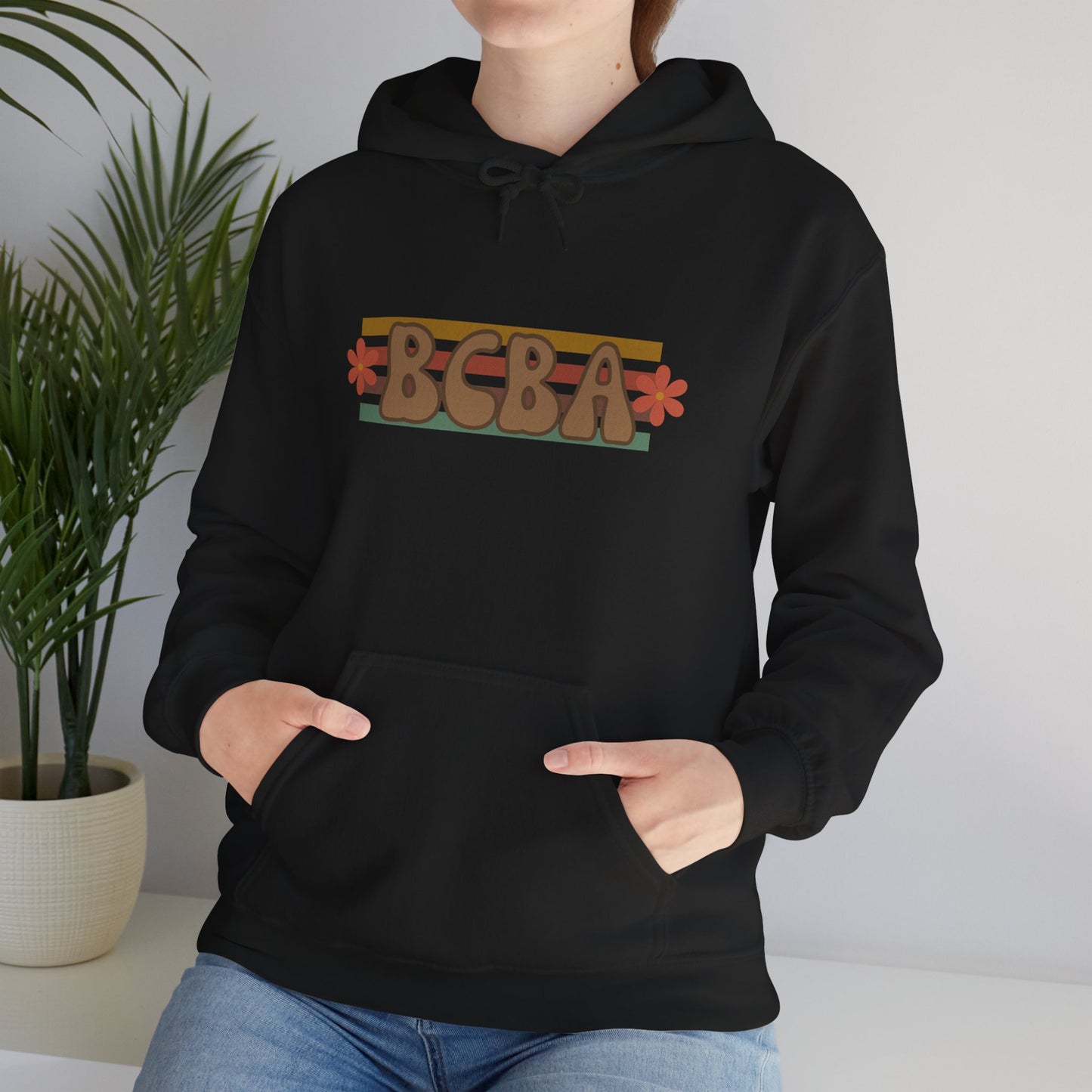 BCBA Retro Block Logo Hoodie — Behavioral Therapist Gift