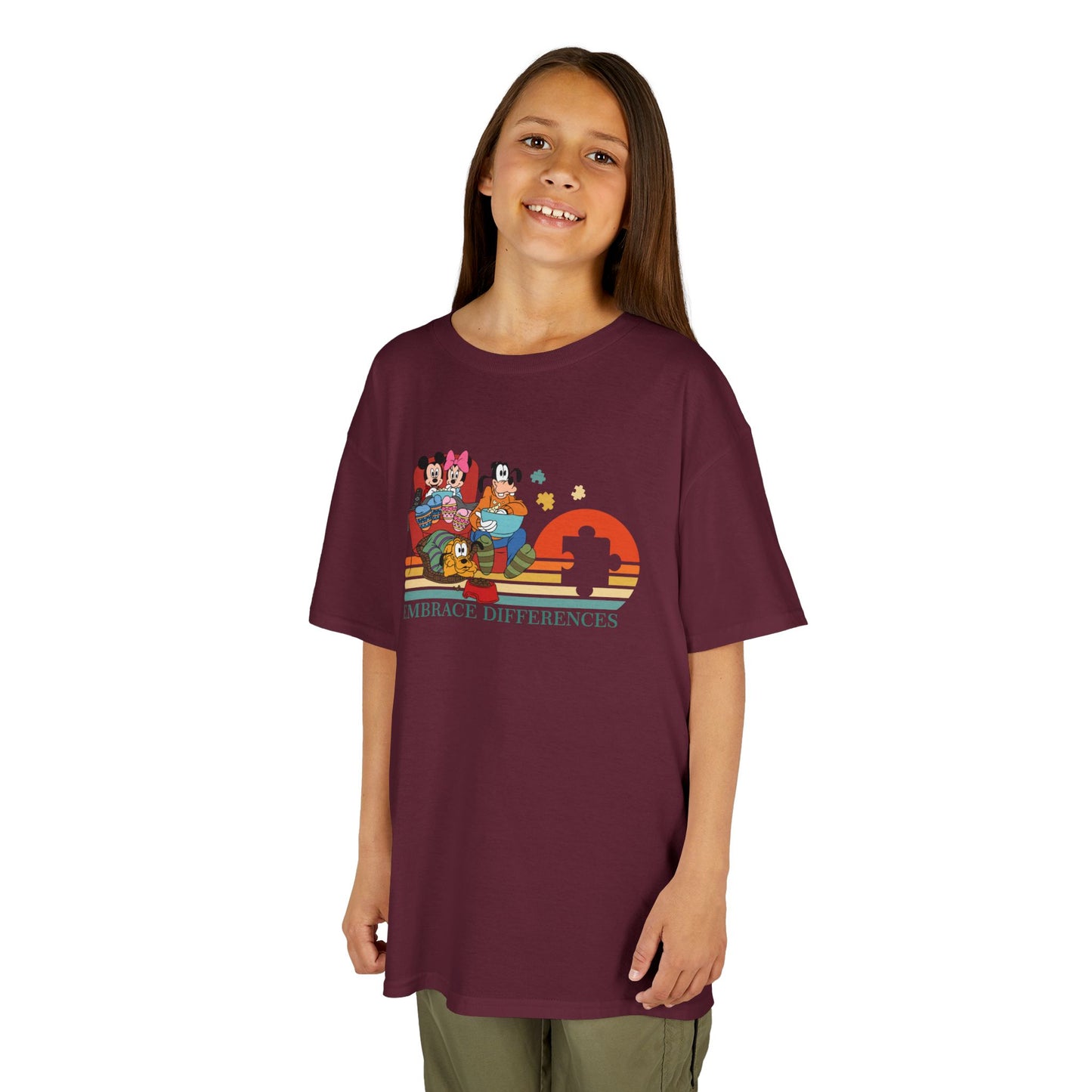 Kids Tee — Colorful Retro Animal Parade "I Embrace Differences"