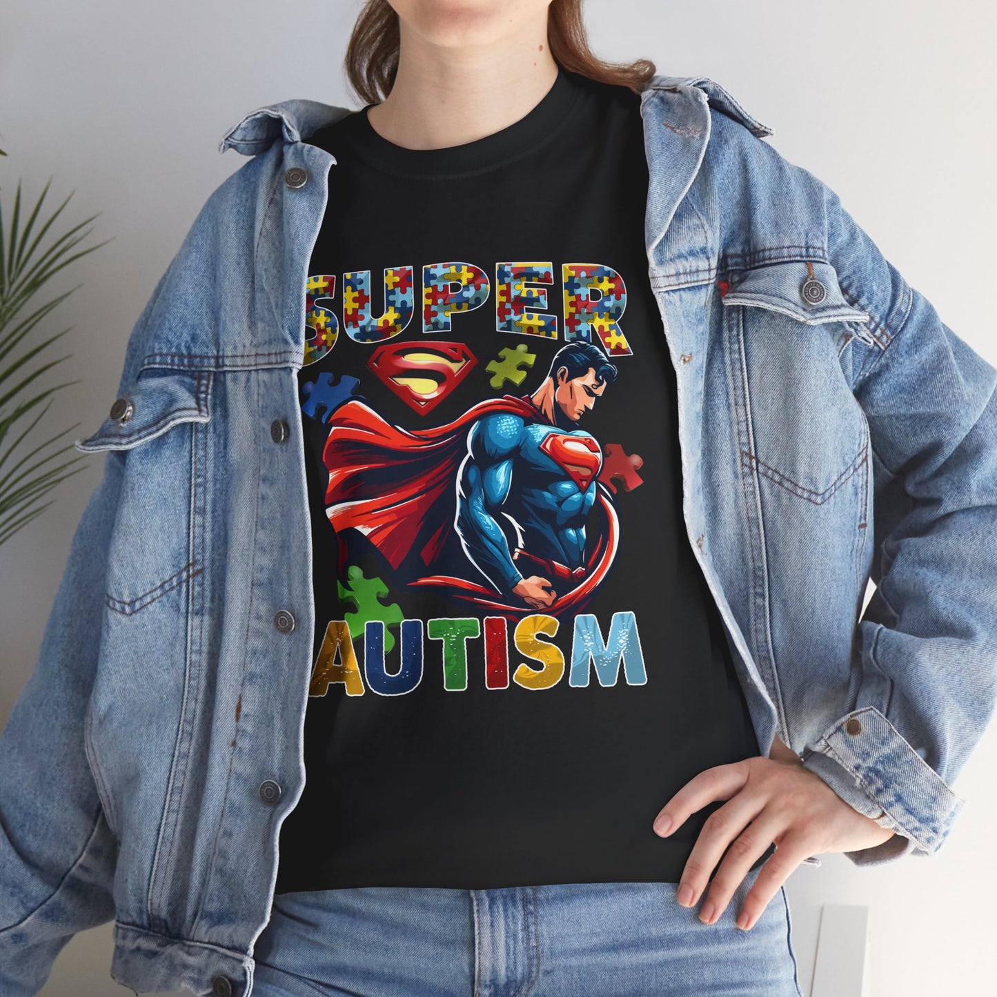 Autism Superhero T-Shirt — "Super Autism" Colorful Puzzle Design