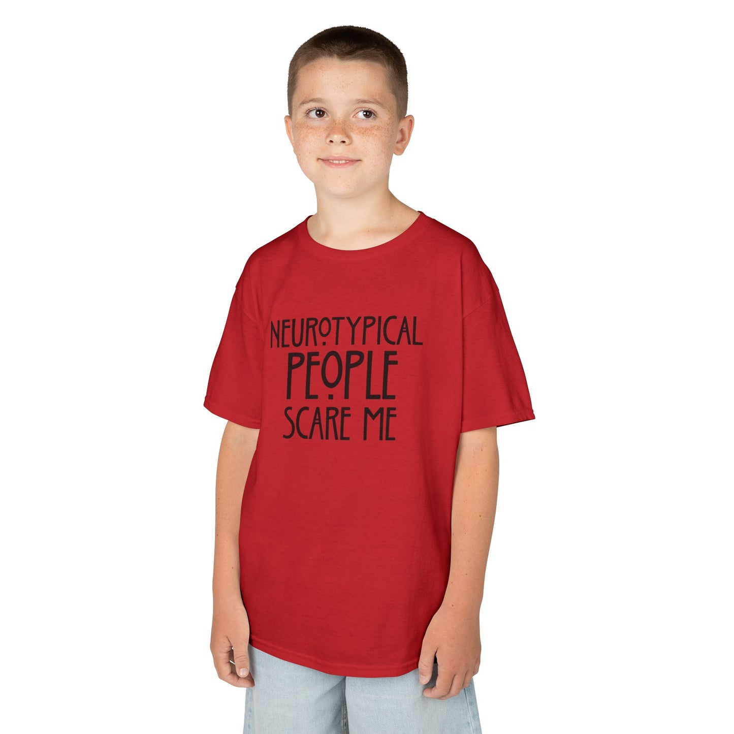 Kids Tee — "Neurotypical People Scare Me" Humor Autism Awareness Shirt