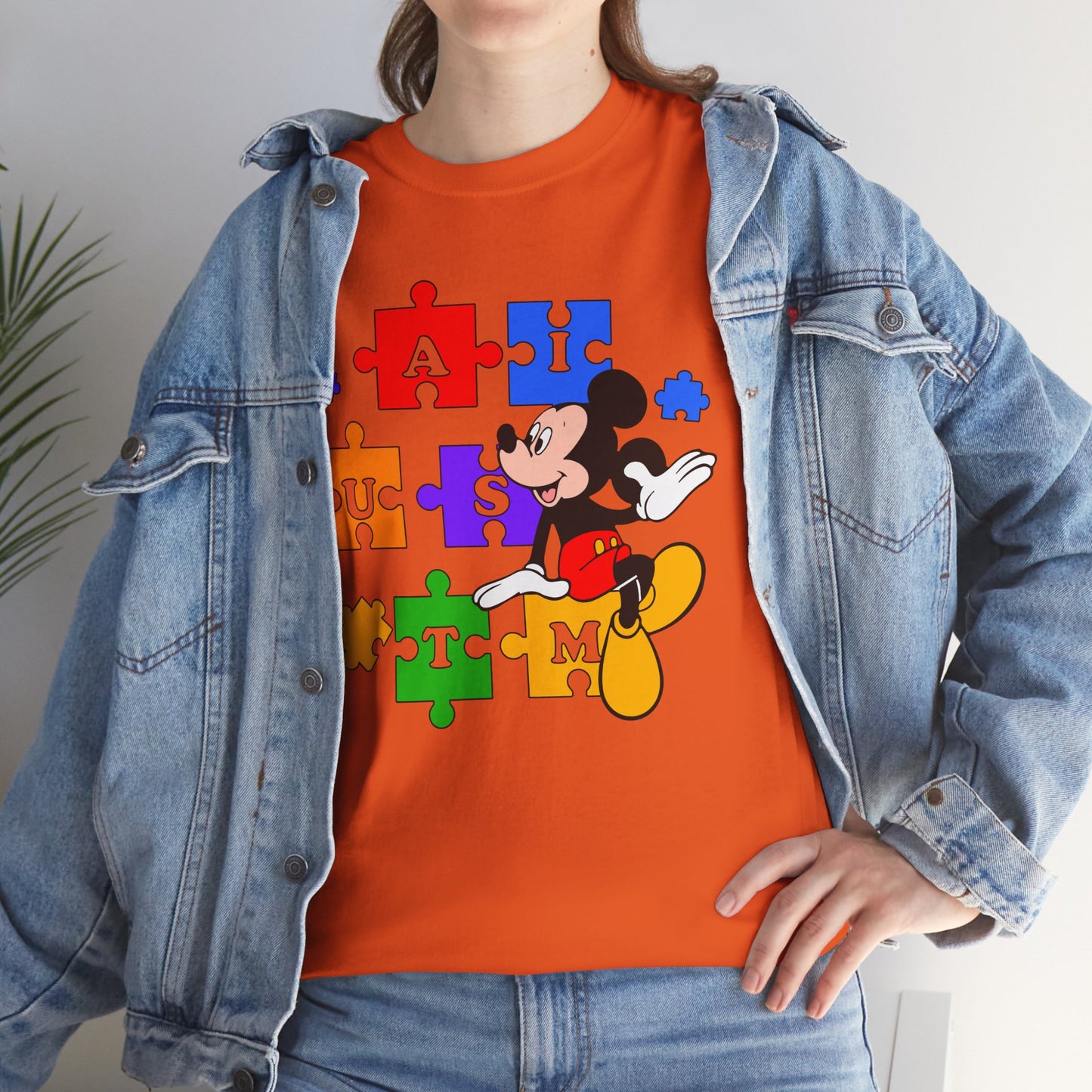 Autism Puzzle Mickey T-Shirt — Colorful Puzzle Pieces "AUTISM" Design