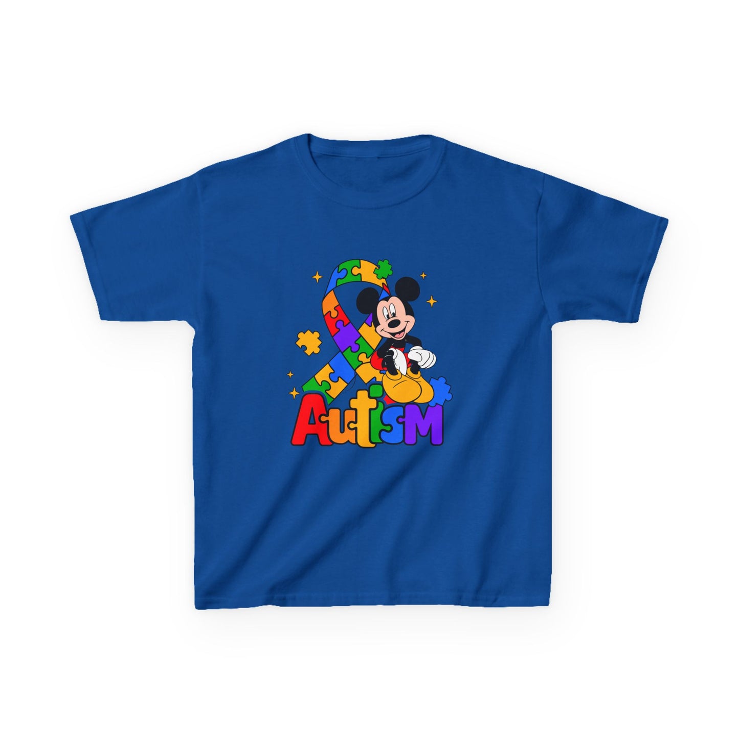 Kids Autism Awareness T-Shirt — Colorful Puzzle Ribbon Design