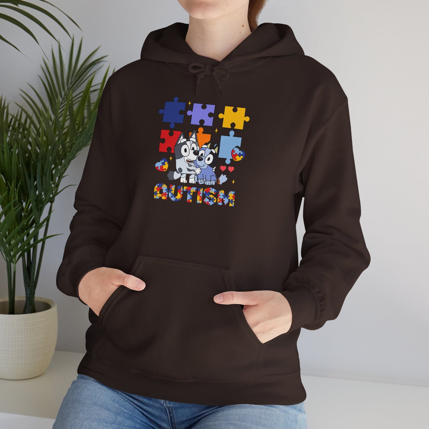 Autism Awareness Puzzle Hoodie — Cute Cat Design "Autism"