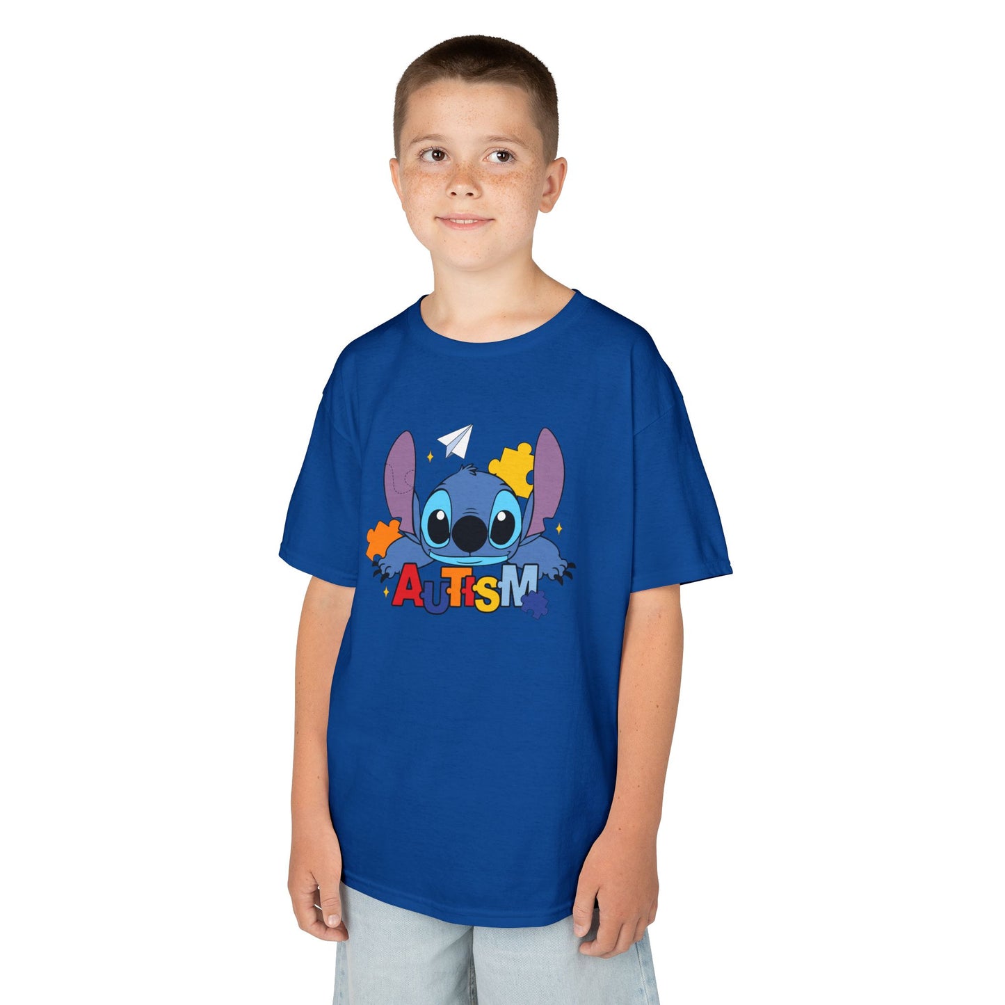 Kids Tee — Cute Stitch Autism Puzzle Design