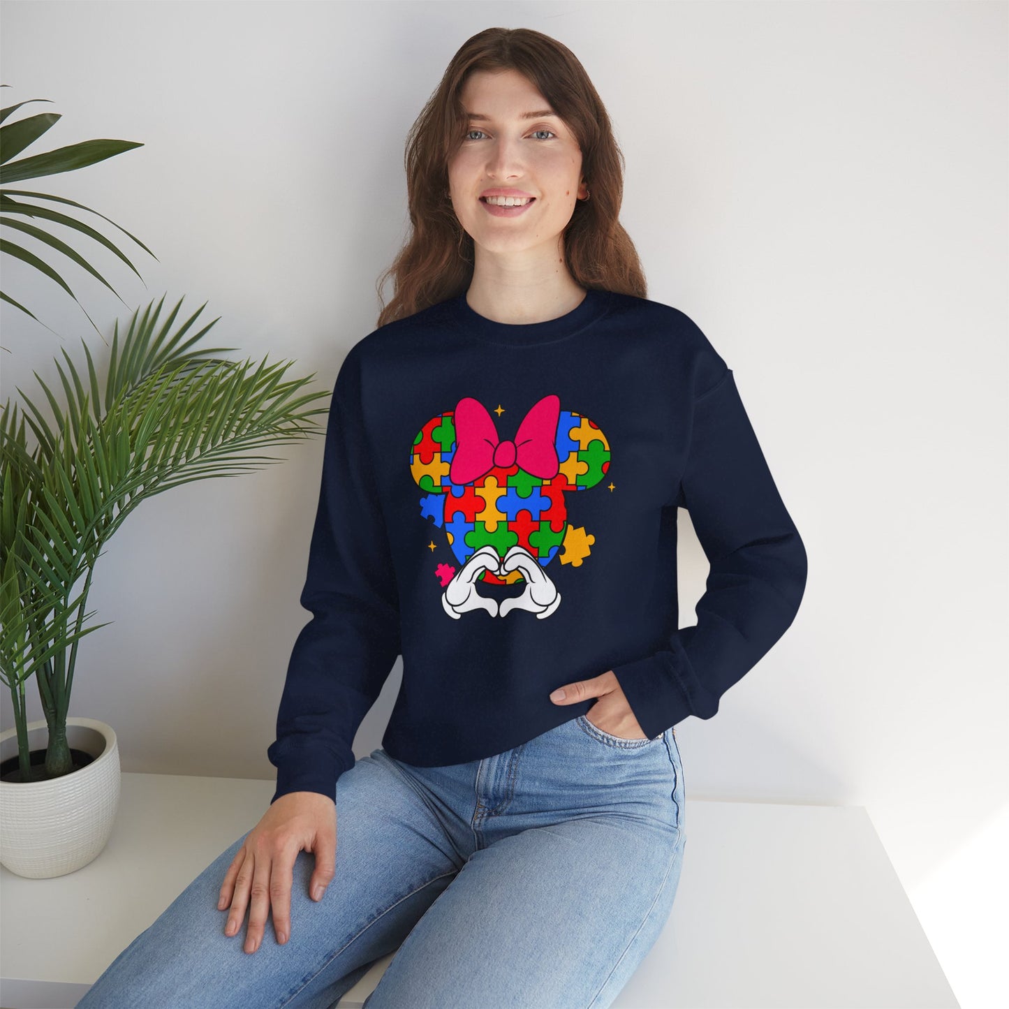 Autism Puzzle Minnie Crewneck Sweatshirt
