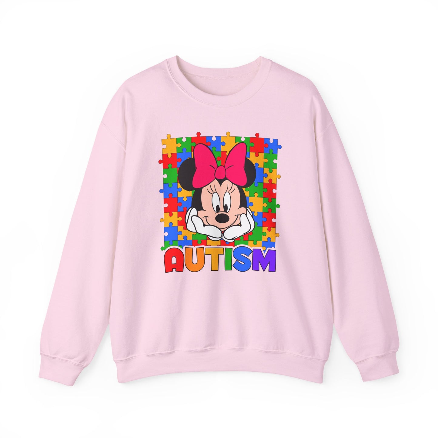 Autism Awareness Sweatshirt — Rainbow Puzzle Heart Character Design
