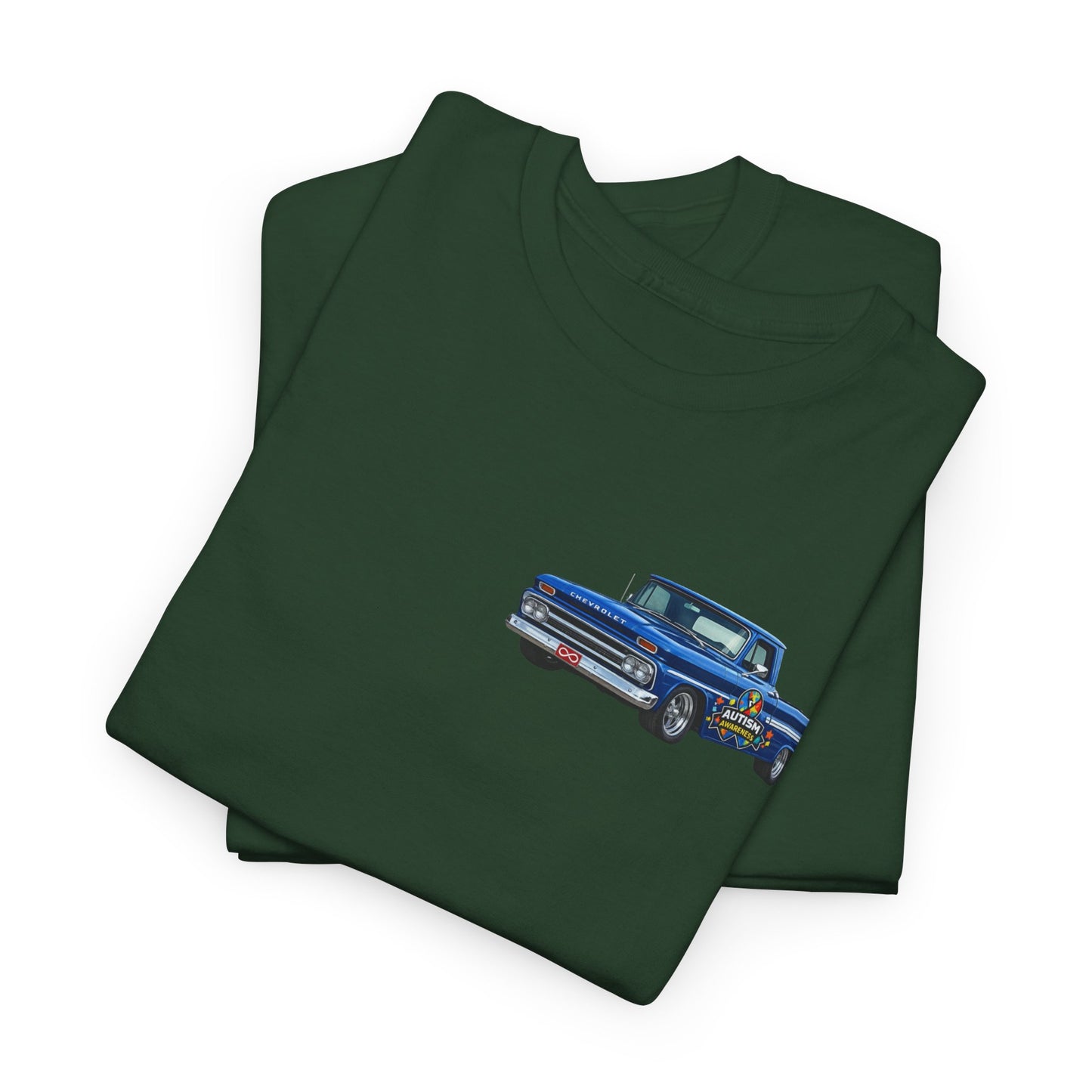 Tim’s Truck Tee- Autism Awareness Truck T-Shirt — Vintage Pickup Puzzle Ribbon Tee
