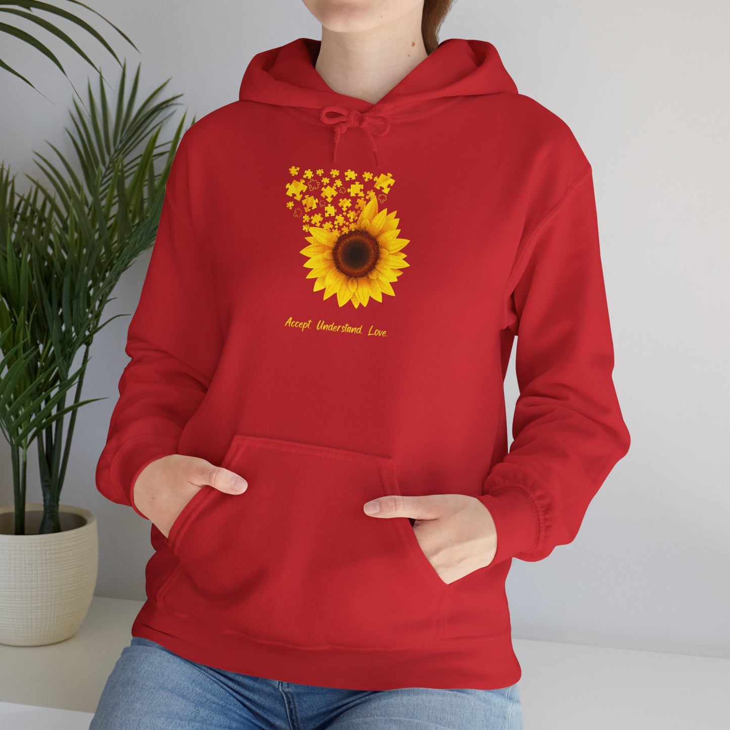 Sunflower Love Autism Awareness Advocate Hoodie — Joyful Floral Hooded Sweatshirt
