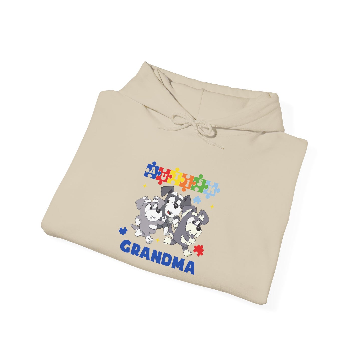 Grandma Puzzle Paw Print Hoodie — Cute Rescue Dog Grandma Gift