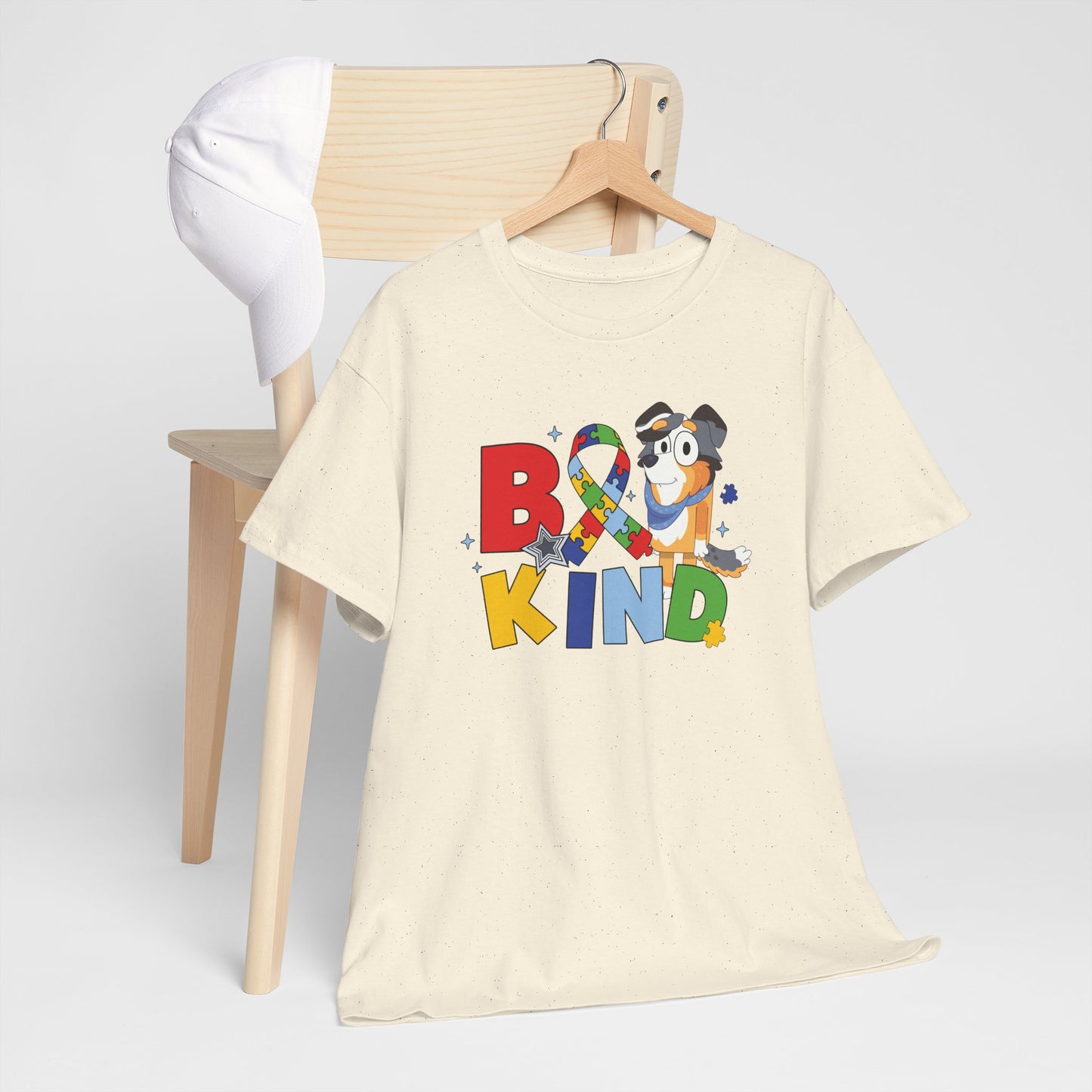 Be Kind Bluey Family T-Shirt — Colorful Rainbow Letters with Cute Design