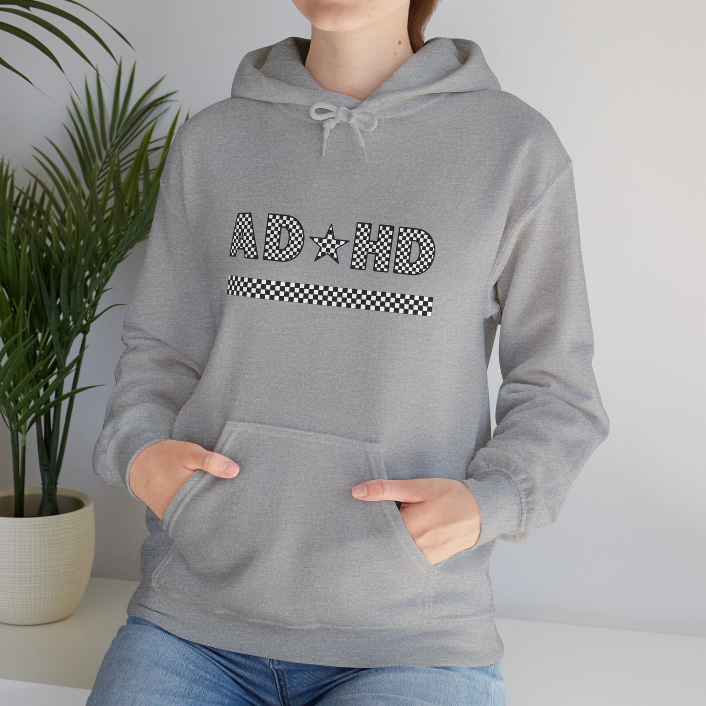ADHD Star Checkered Hooded Sweatshirt