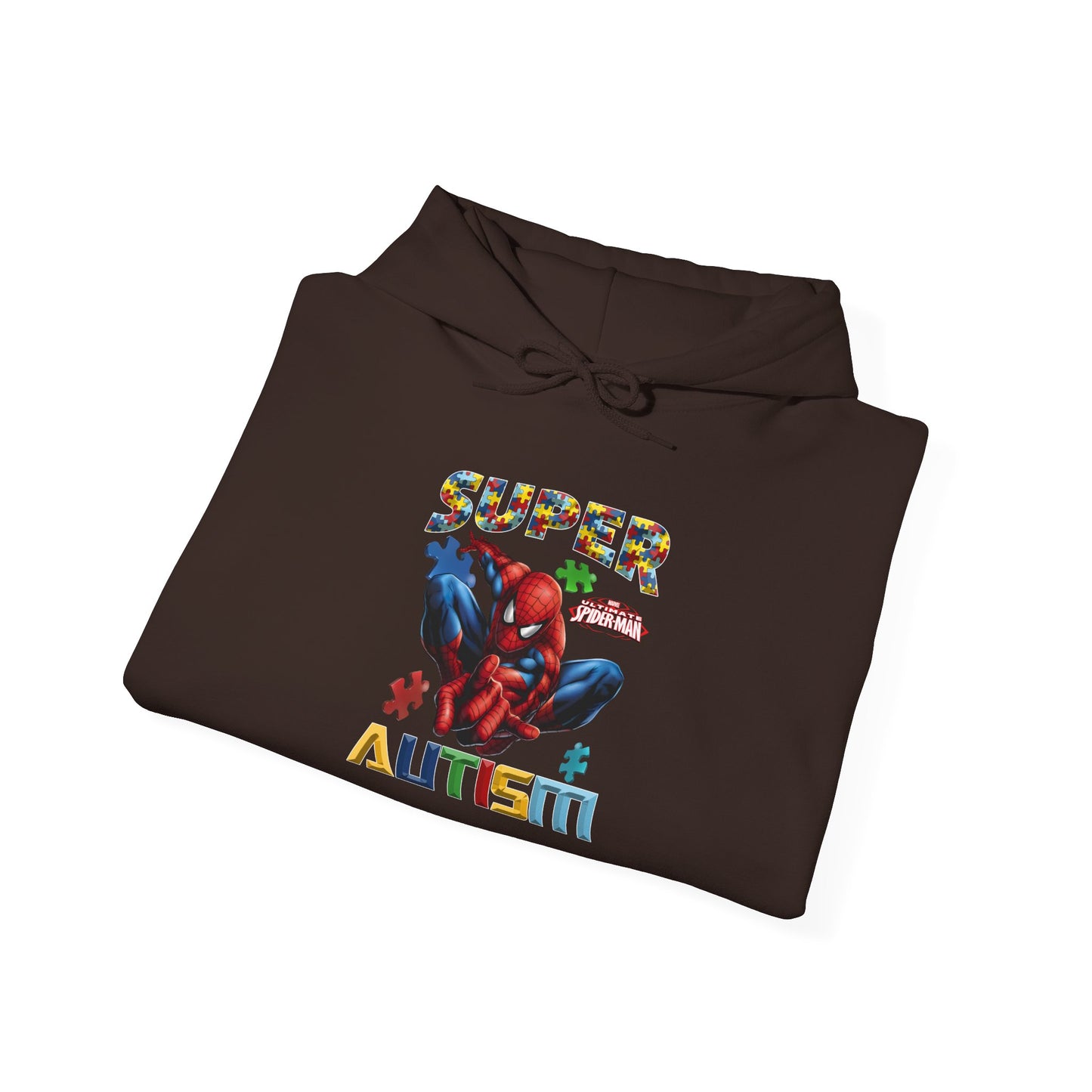 Autism Awareness Hoodie – "Super for Autism" Colorful Puzzle Hero Design