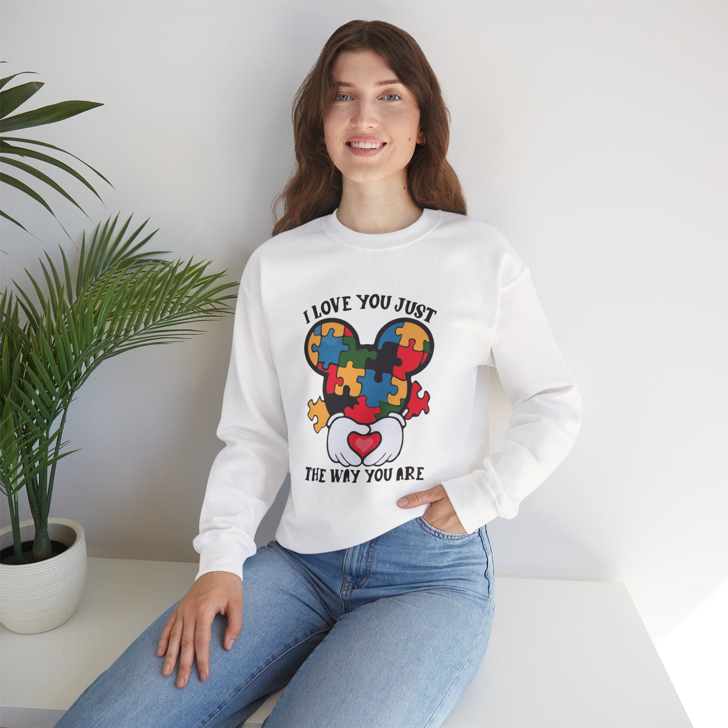 Autism Puzzle Heart Sweatshirt — "I Love You Just The Way You Are" Crewneck