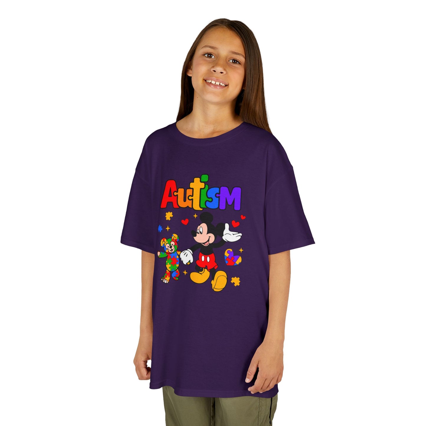 Kids Autism Awareness T‑Shirt — Colorful Puzzle & Friendly Character Design