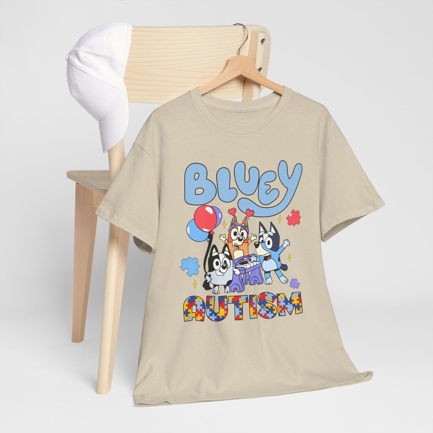 Bluey Autism Puzzle-Pattern T-Shirt