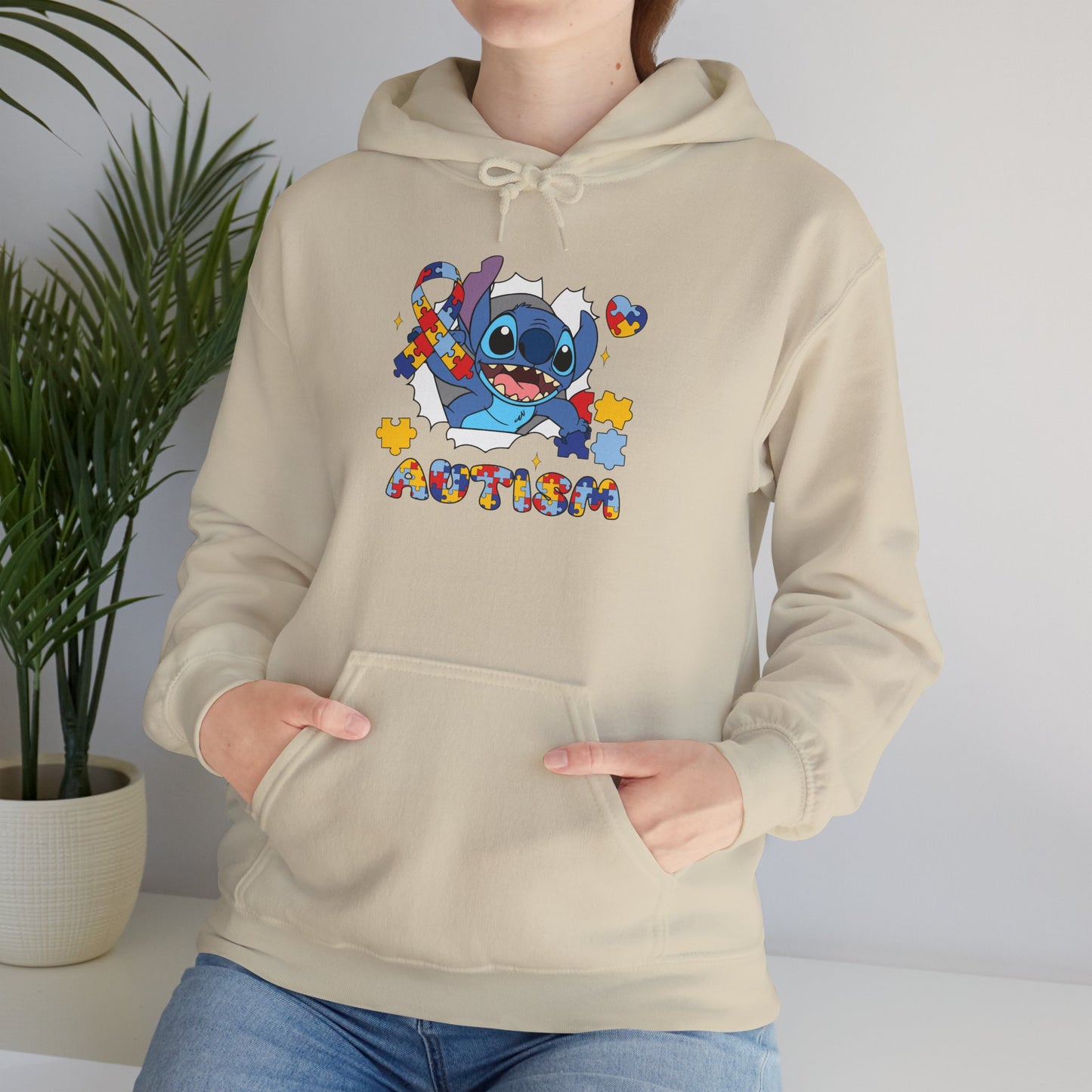 Autism Awareness Hoodie — Colorful Puzzle Stitch Design