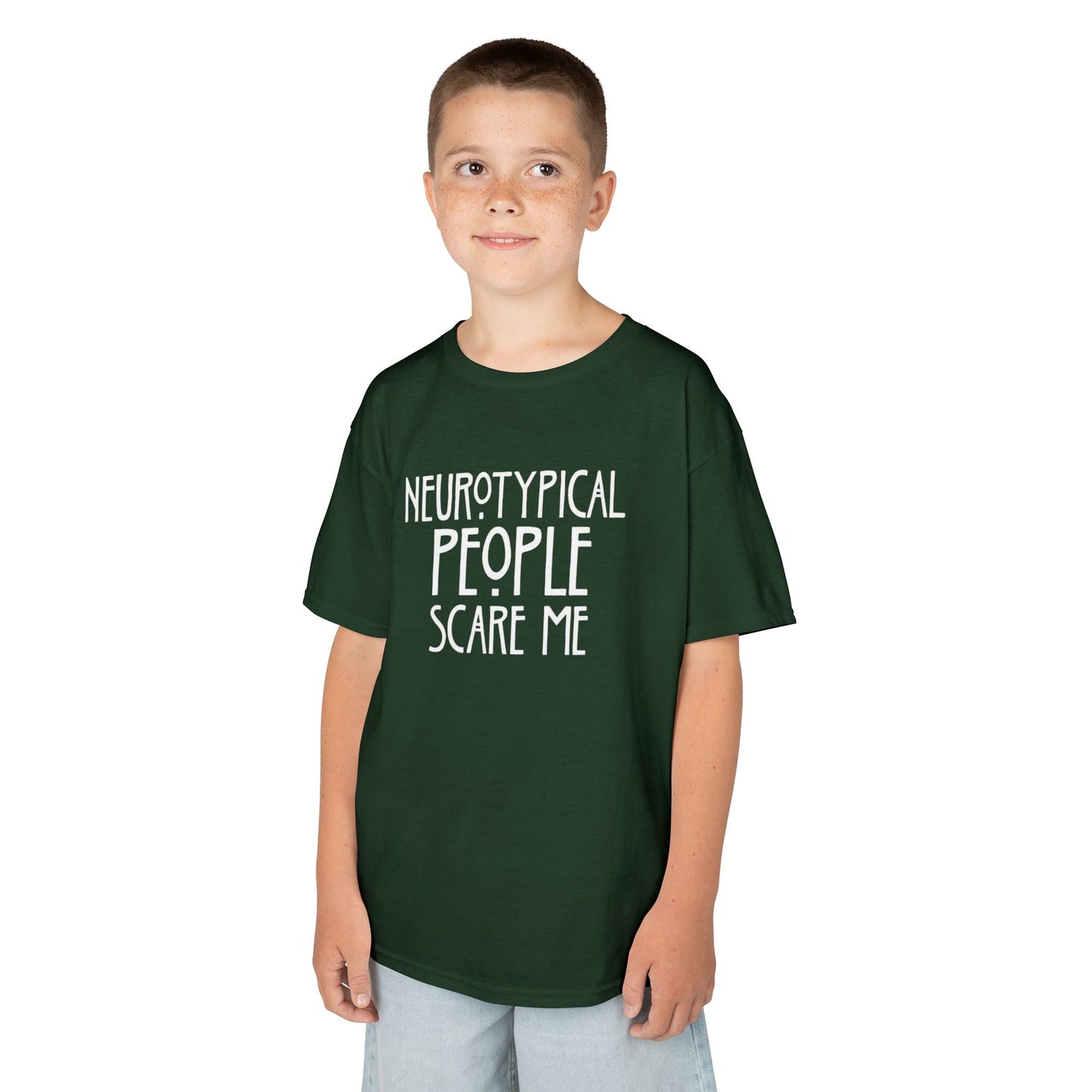 Kids Tee — "Neurotypical People Scare Me" Humor Autism Awareness Shirt