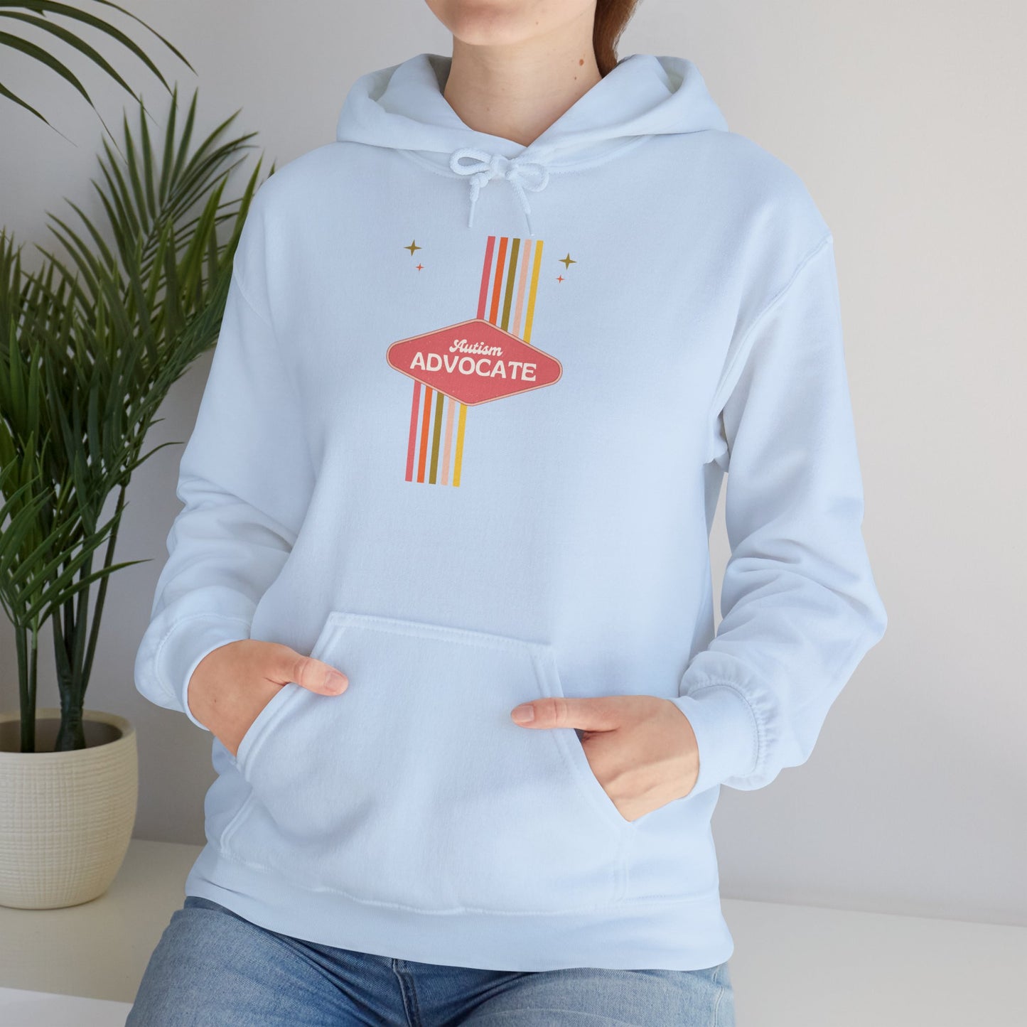 Autism Advocate Retro Stripe Hoodie — 'Advocate' Graphic Pullover