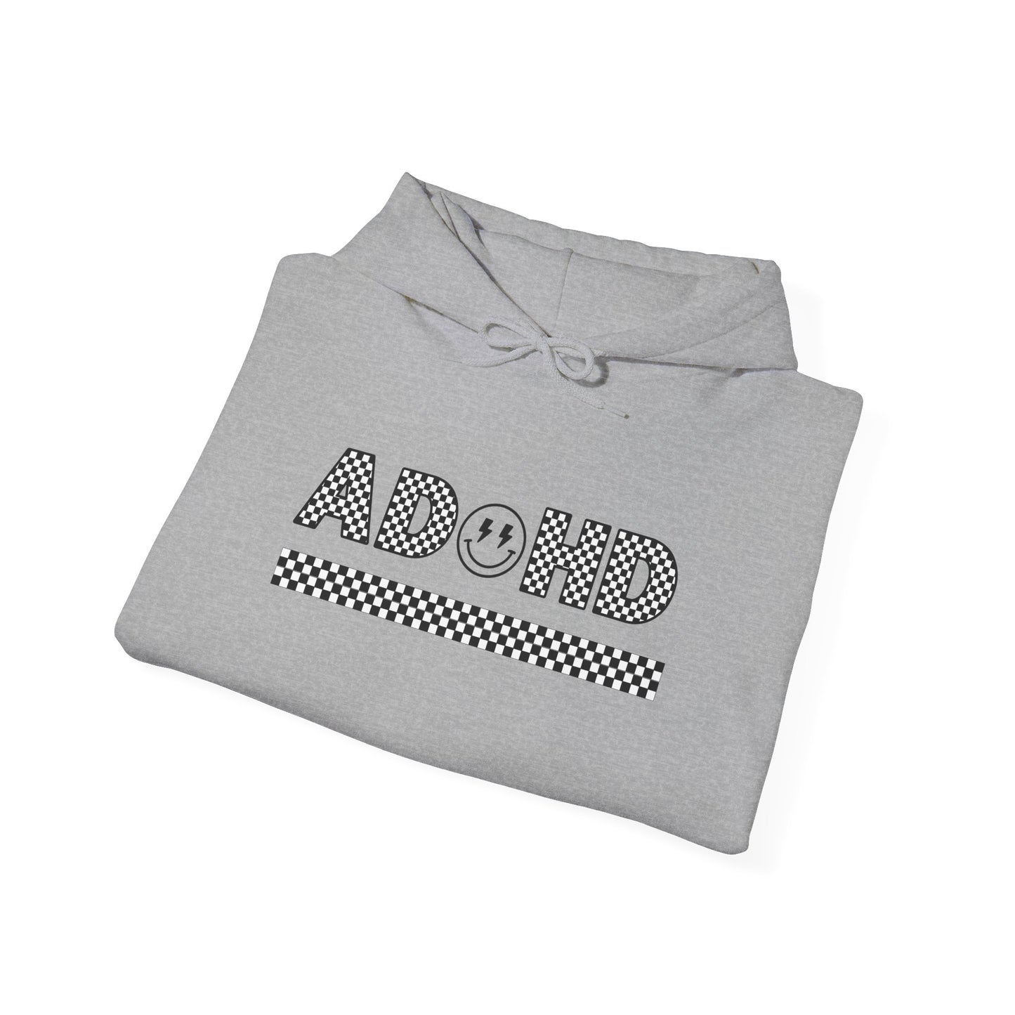 ADHD Smile Checkerboard Hoodie — Retro Graphic ADHD Awareness Pullover