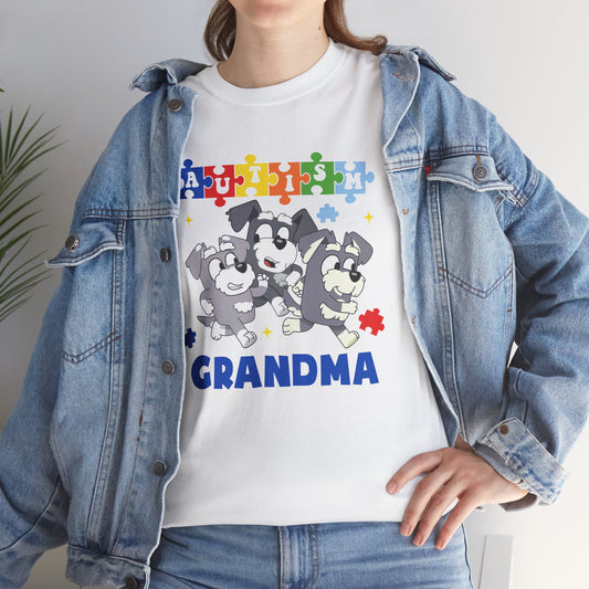 Grandma Paw-some Autism Awareness Tee — Puzzle Dogs Autism Grandma Shirt