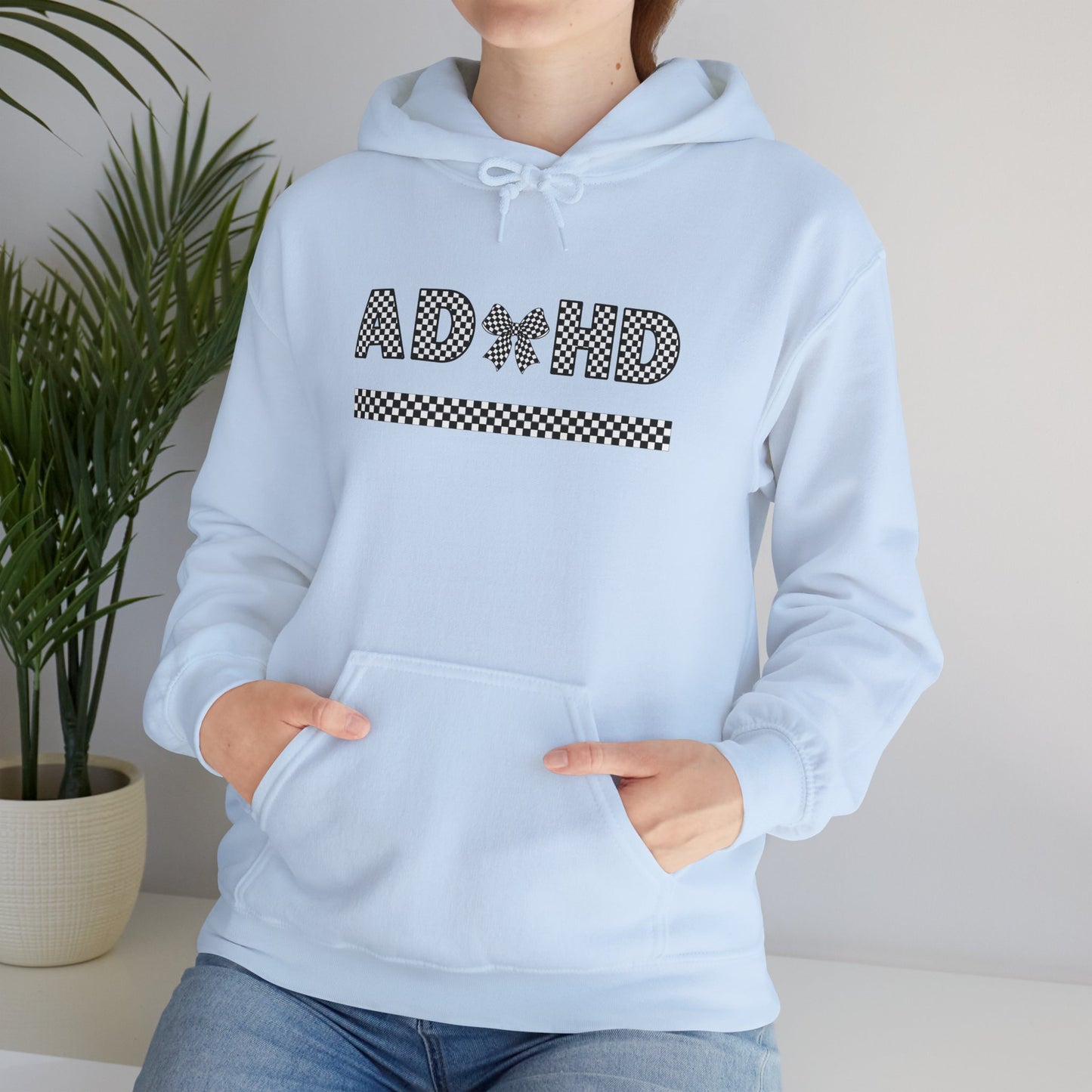 ADHD Bow Checkered Hooded Sweatshirt