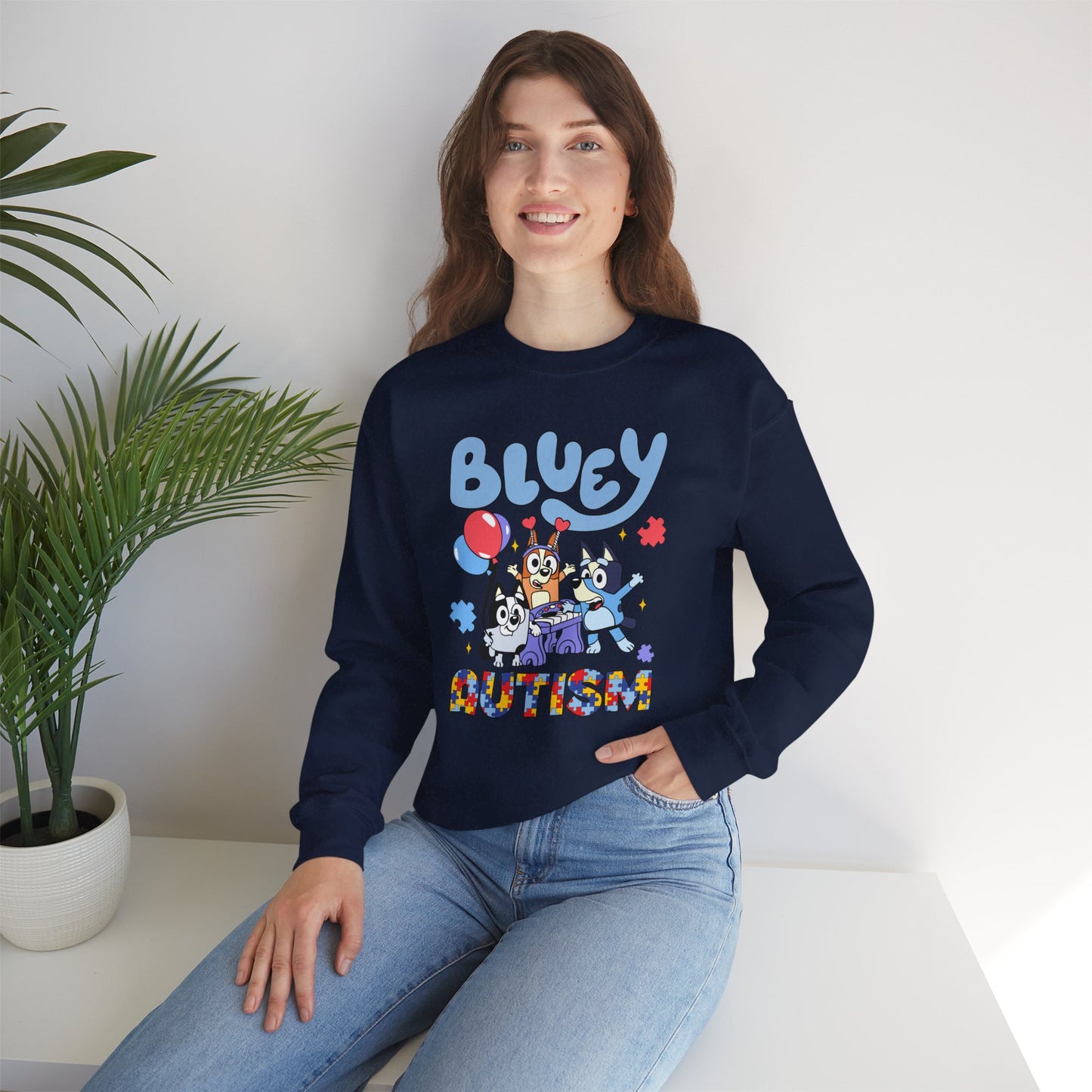 Bluey Autism Crewneck Sweatshirt — Kids & Family Awareness Pullover