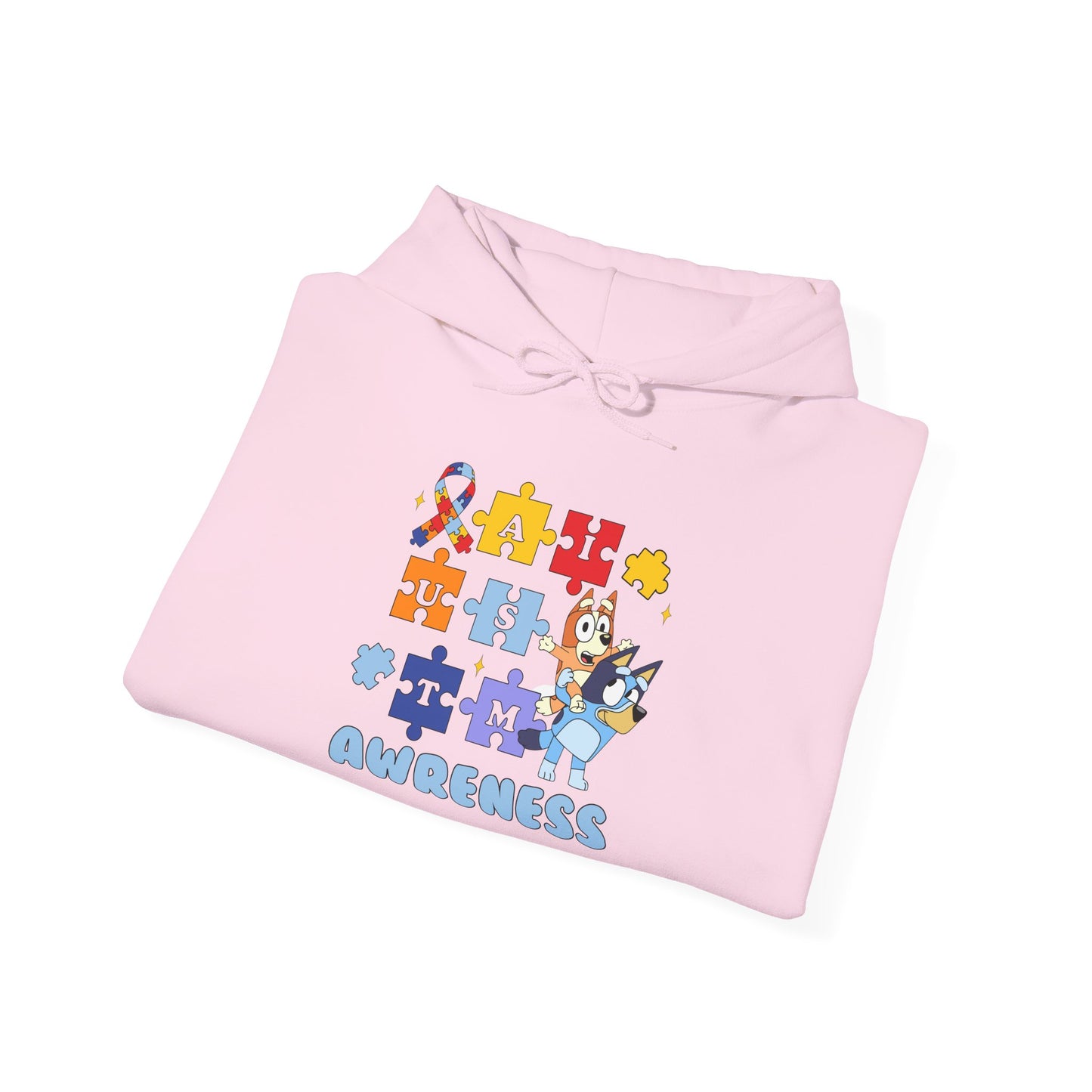 Autism Awareness Hoodie – Bluey Puzzle Ribbon Design