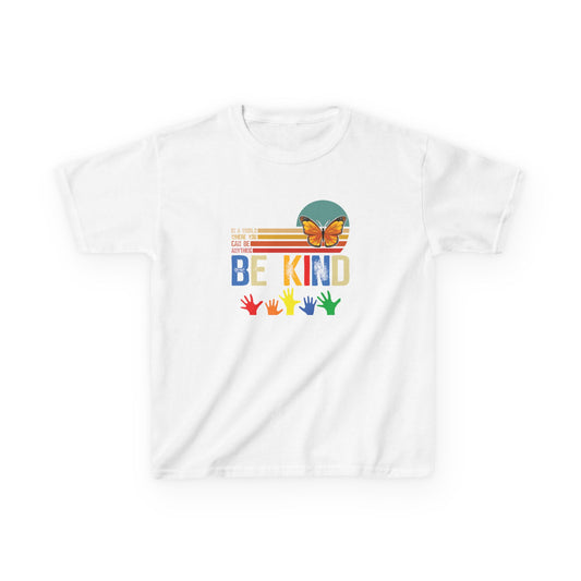 Be Kind Kids Heavy Cotton Tee - Colorful Butterfly Design
